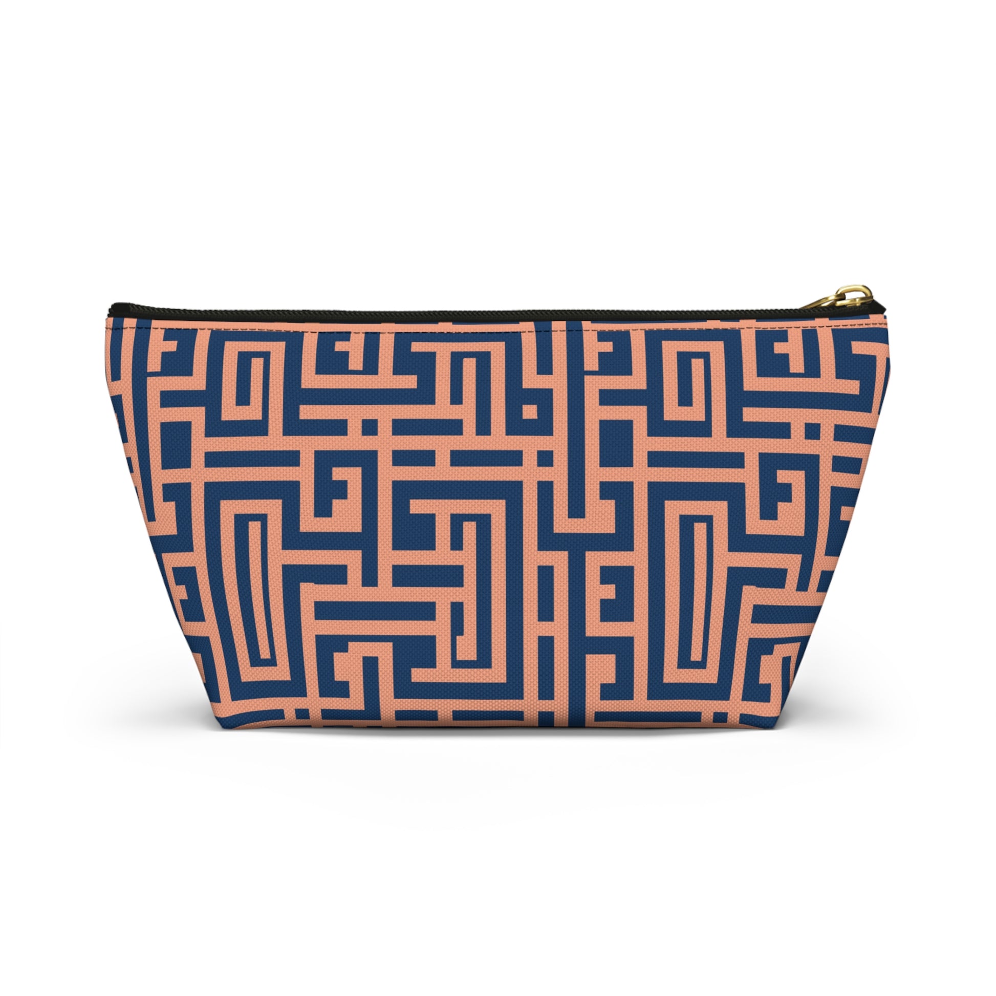 Peony Labyrinth Geometric Background T-bottom Accessory Pouch, Makeup Bag, Travel Organizer, Cute Gift, Essentials Holder, Patterned Clutch