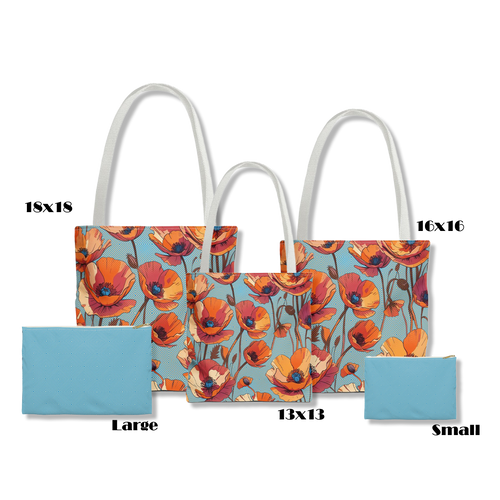 Bundle and Save! Hypnotic Bloom Tote Bag and Geometric Background Flat Accessory Pouch