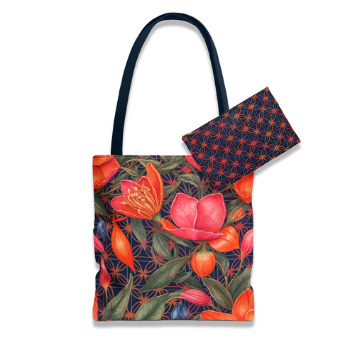 Bundle and Save! Lily of Life Tote Bag and Geometric Background Flat Accessory Pouch