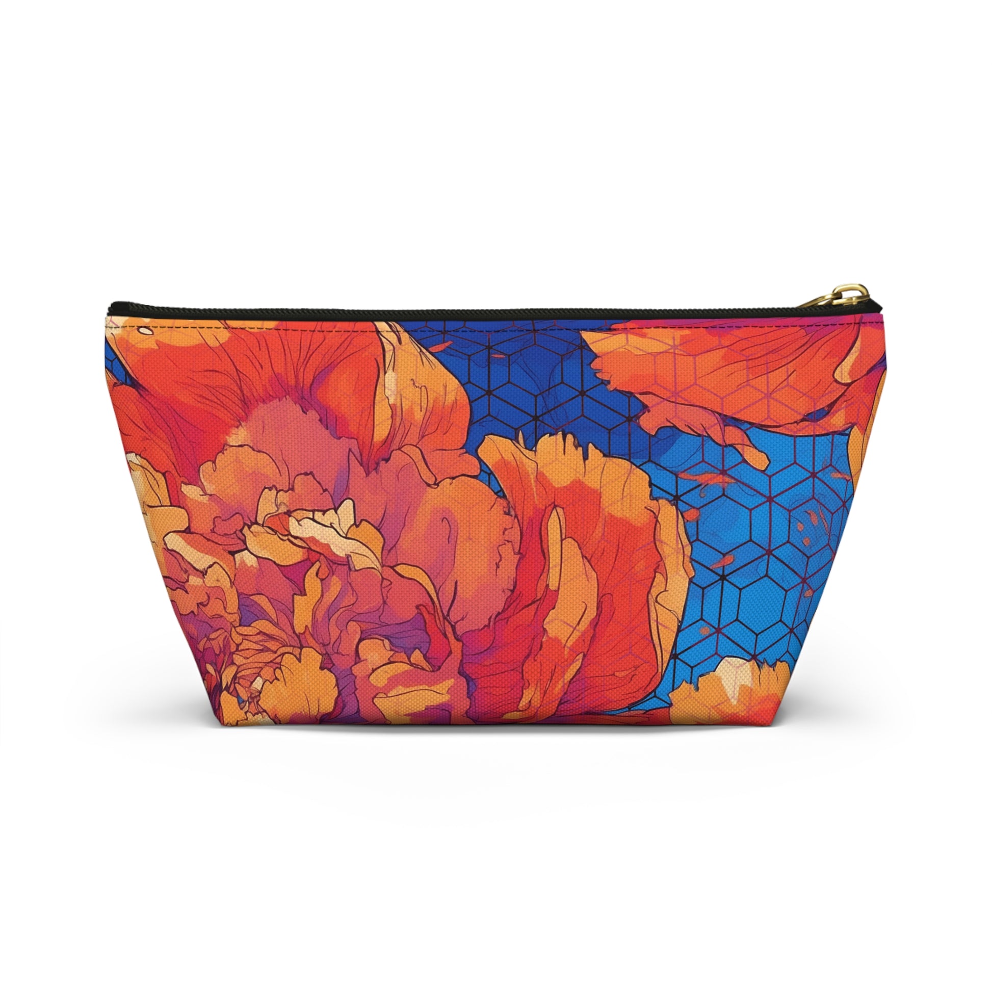 Floral Hex Flame T-Bottom Makeup Bag
