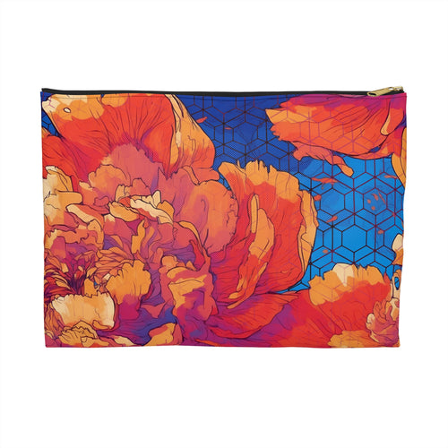 Floral Hex Flame Flat Accessory Pouch