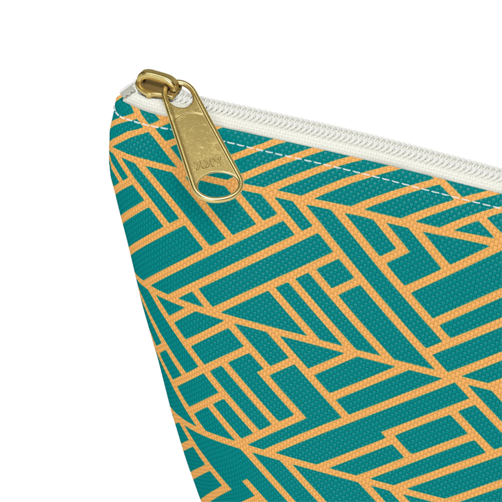 Golden Poppy Matrix Geometric Background T-Bottom Makeup Bag