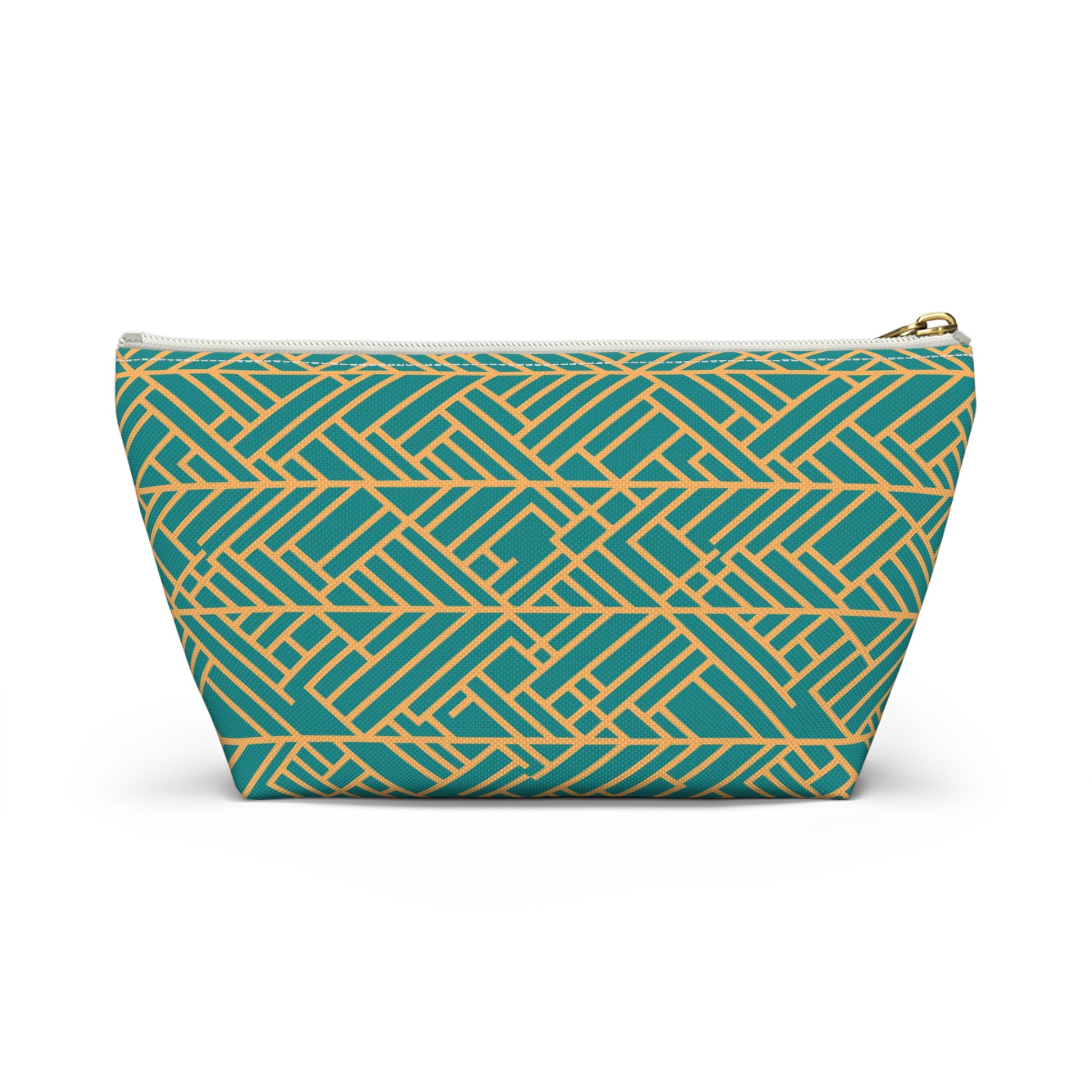 Golden Poppy Matrix Geometric Background T-Bottom Makeup Bag