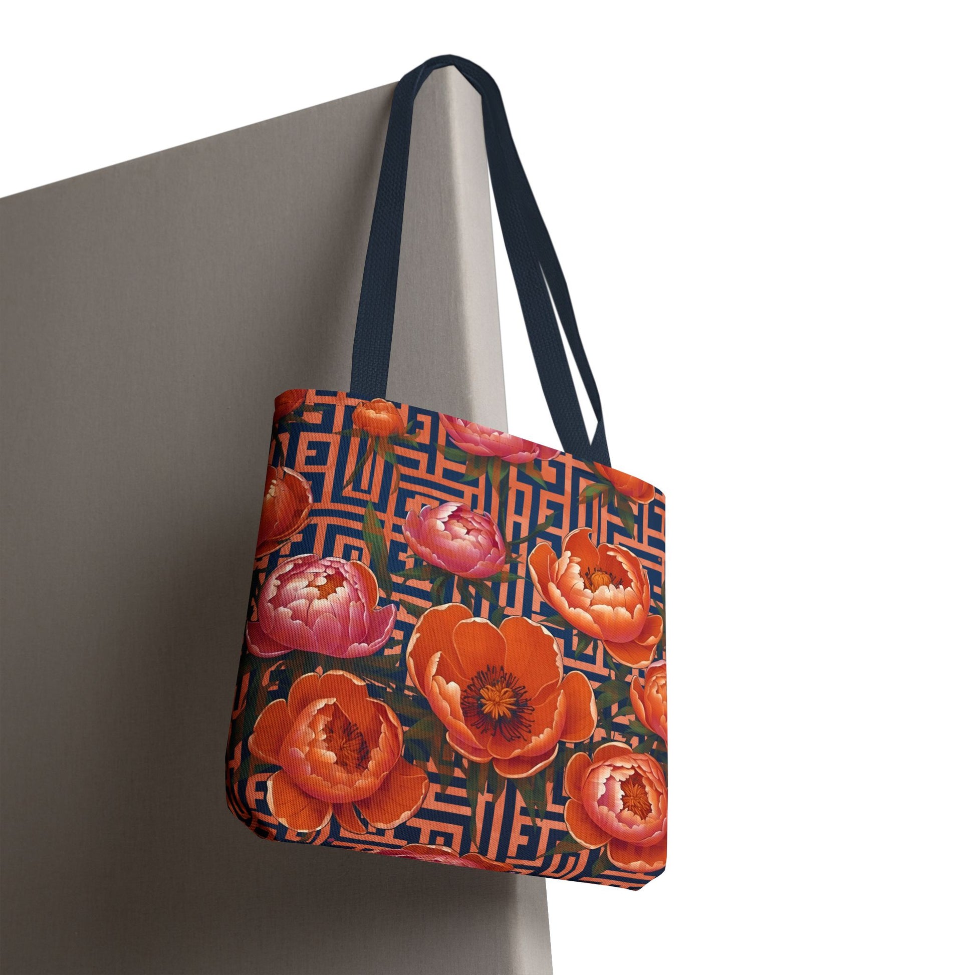 Peony Labyrinth Geometric Floral Tote Bag