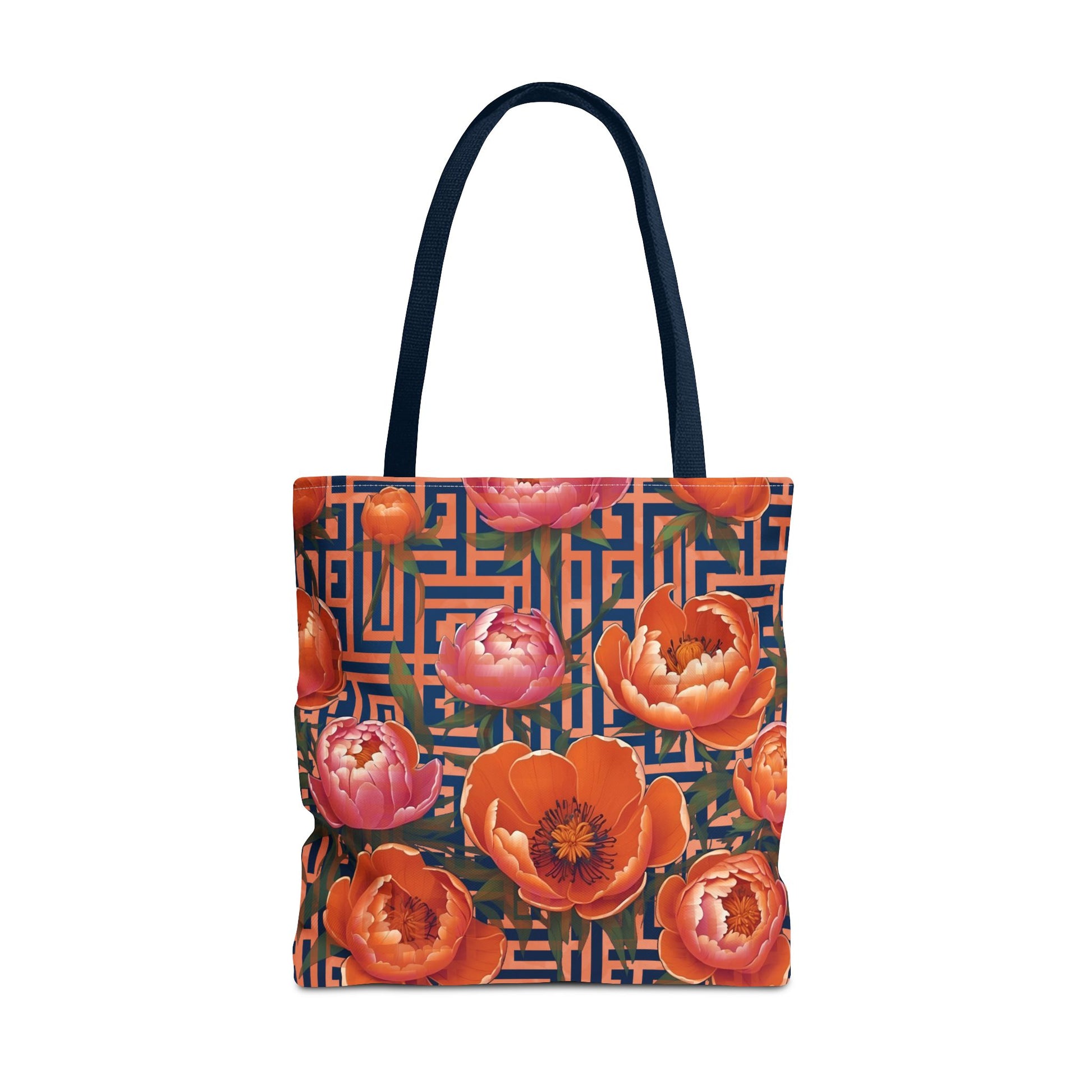 Bundle and Save! Peony Labyrinth Tote and Geometric Background Flat Accessory Pouch