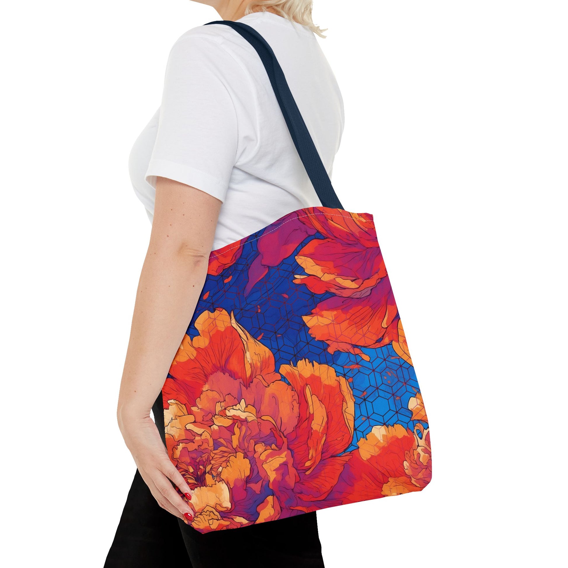 Bundle and Save! Floral Hex Flame Tote and Floral Hex Flame Geometric Background Flat Pouch