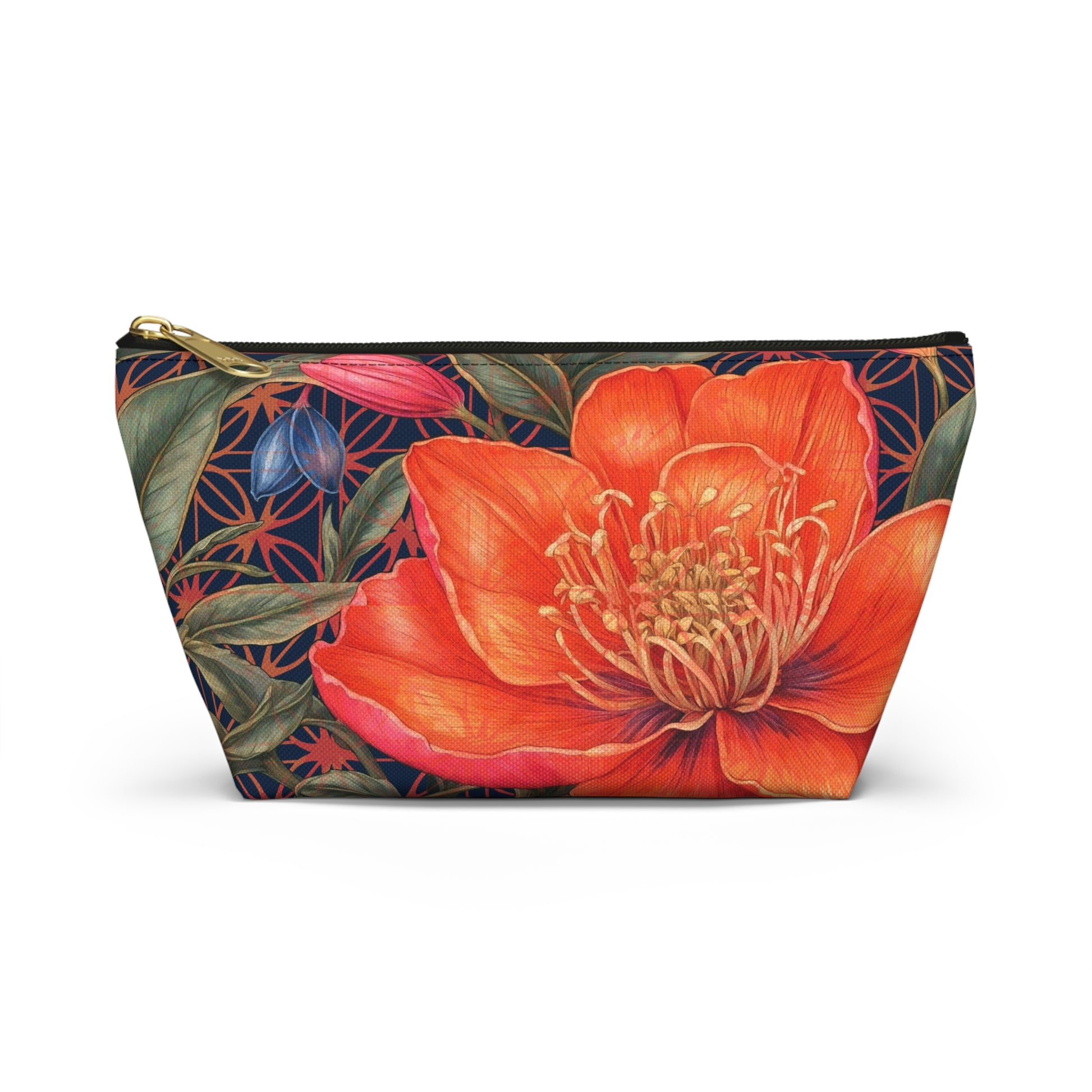 Lily of Life Geometric Background T-Bottom Makeup Bag