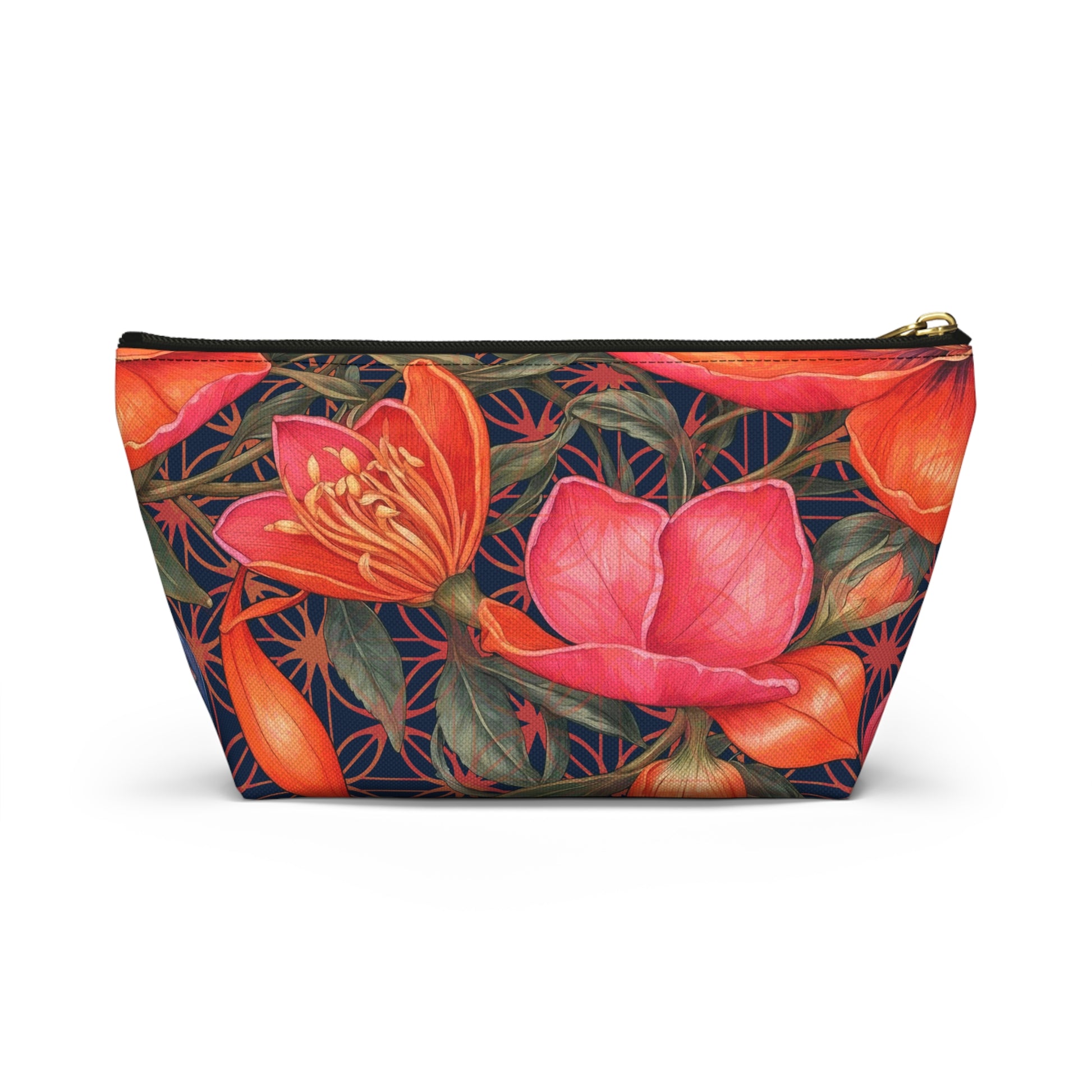 Lily of Life Geometric Background T-Bottom Makeup Bag