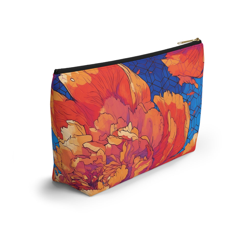 Floral Hex Flame T-Bottom Makeup Bag
