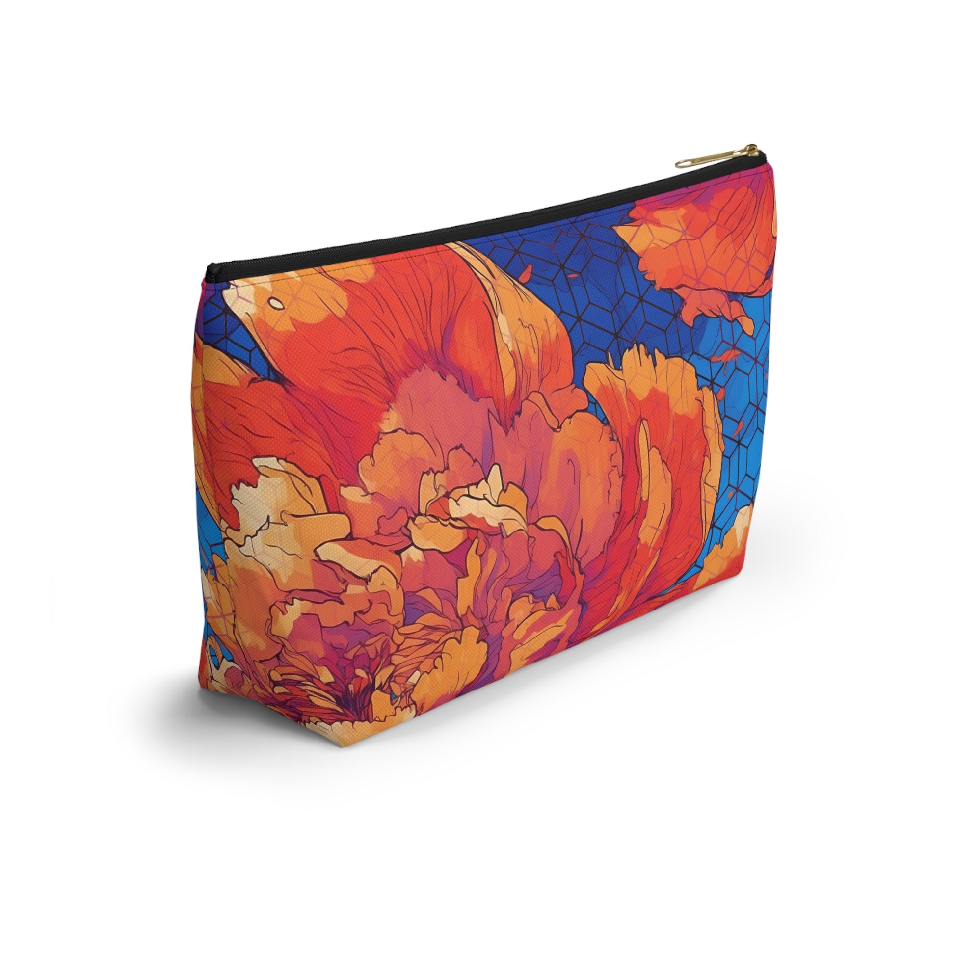 Floral Hex Flame T-Bottom Makeup Bag