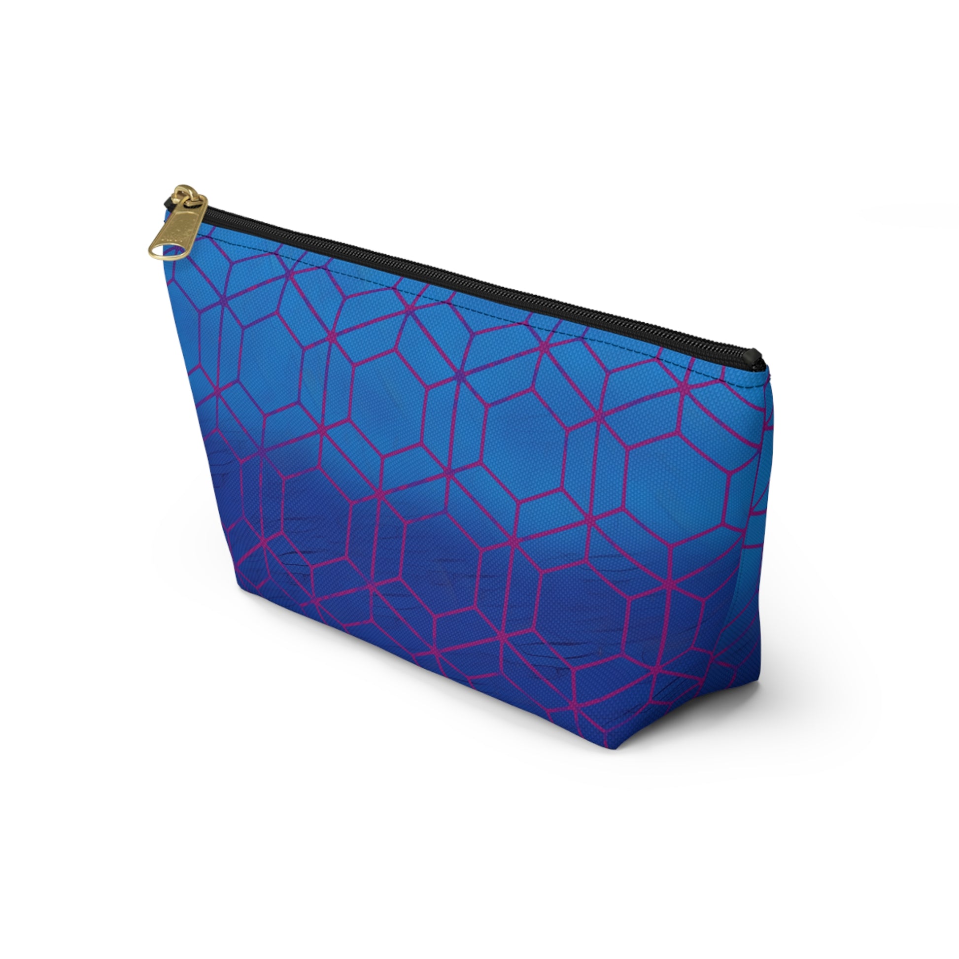 Floral Hex Flame Geometric Background T-Bottom Makeup Bag