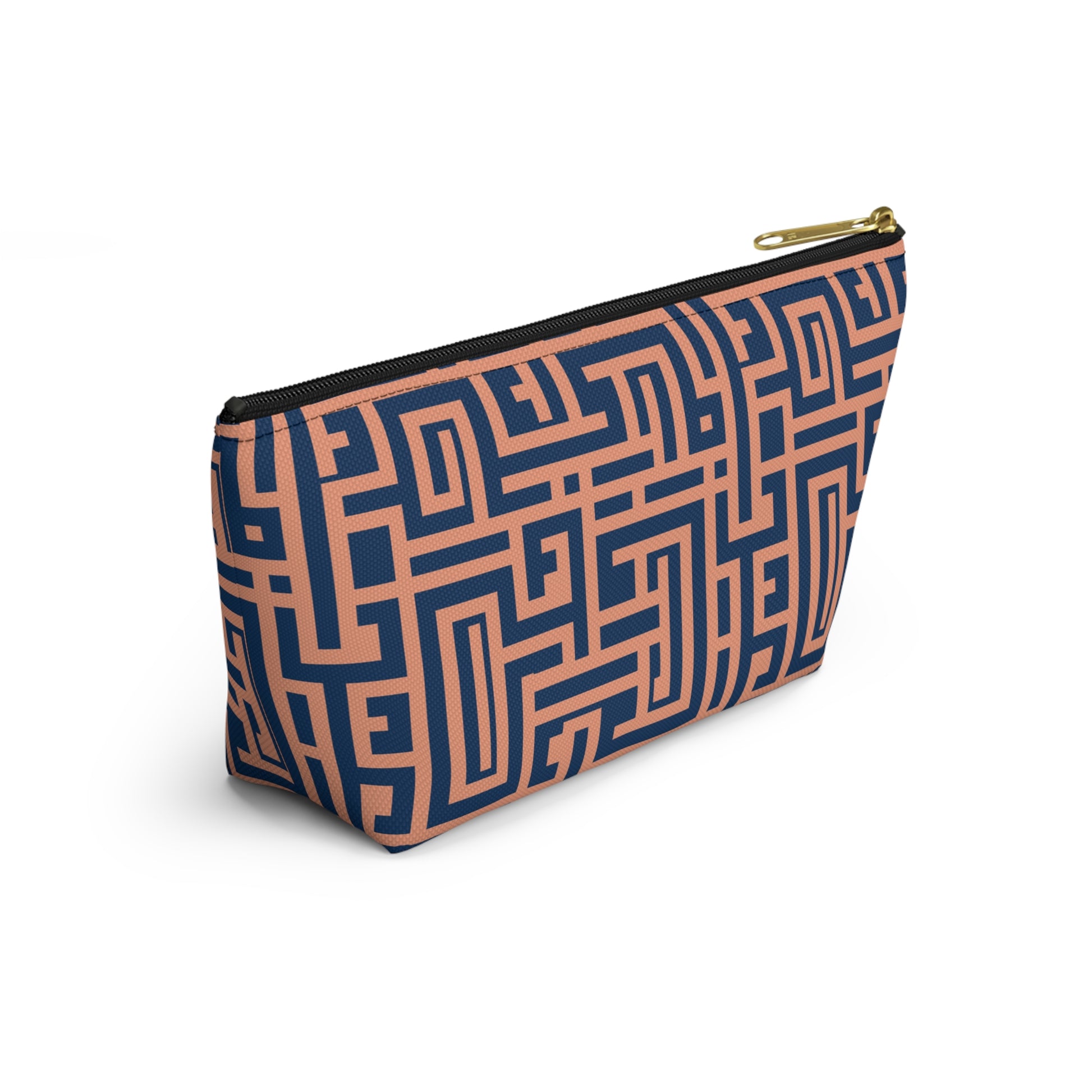 Peony Labyrinth Geometric Background T-bottom Accessory Pouch, Makeup Bag, Travel Organizer, Cute Gift, Essentials Holder, Patterned Clutch