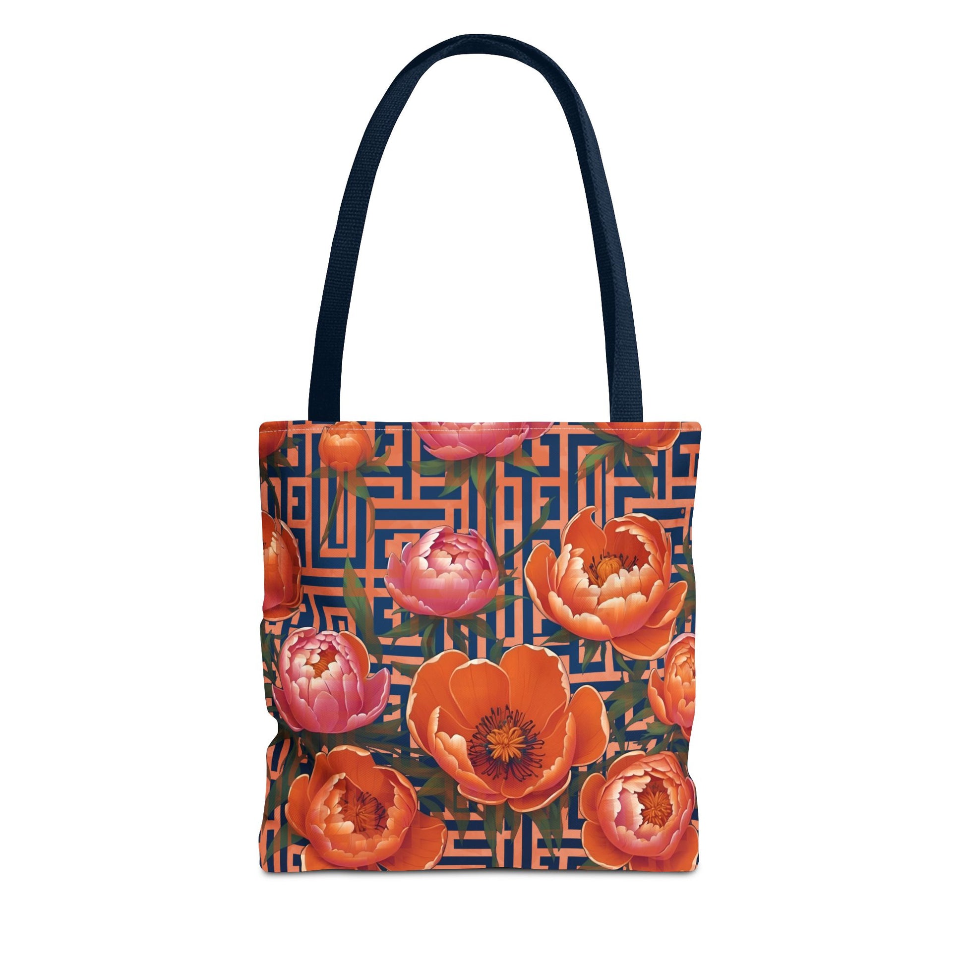 Peony Labyrinth Geometric Floral Tote Bag