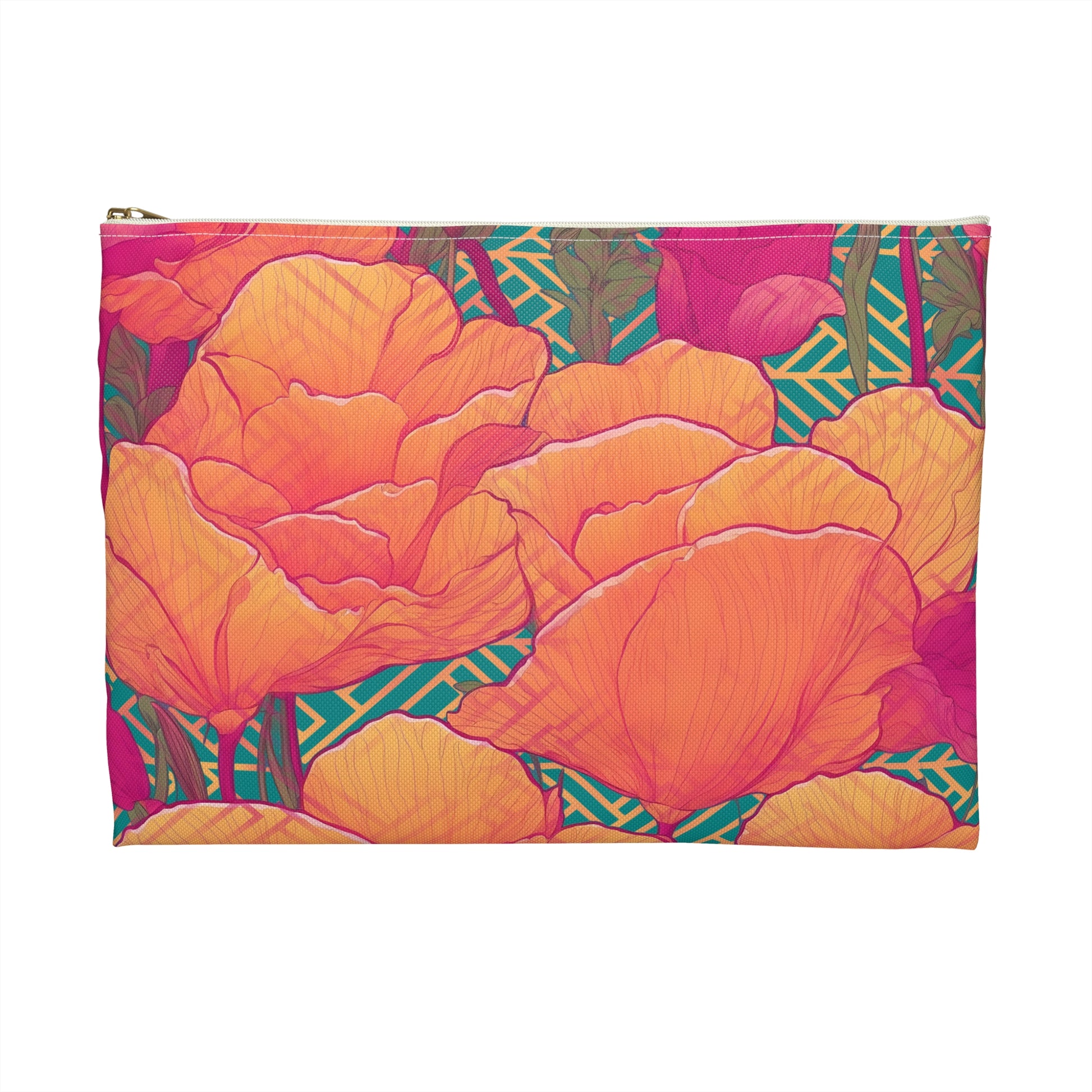 Golden Poppy Matrix Flat Accessory Pouch