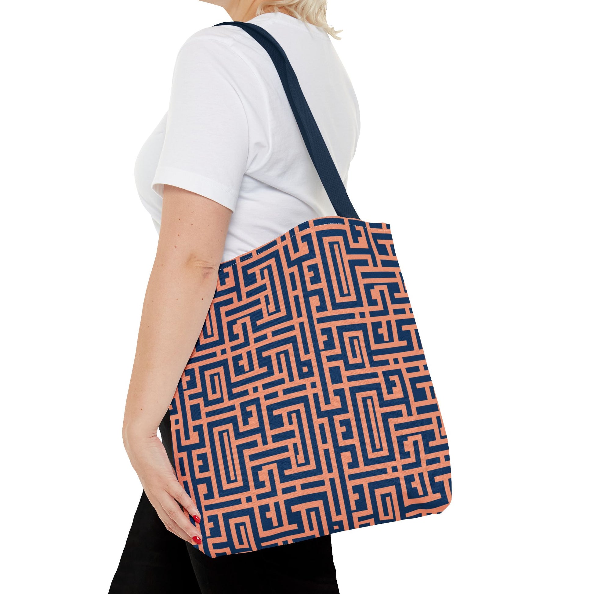 Peony Labyrinth Geometric Background Tote Bag