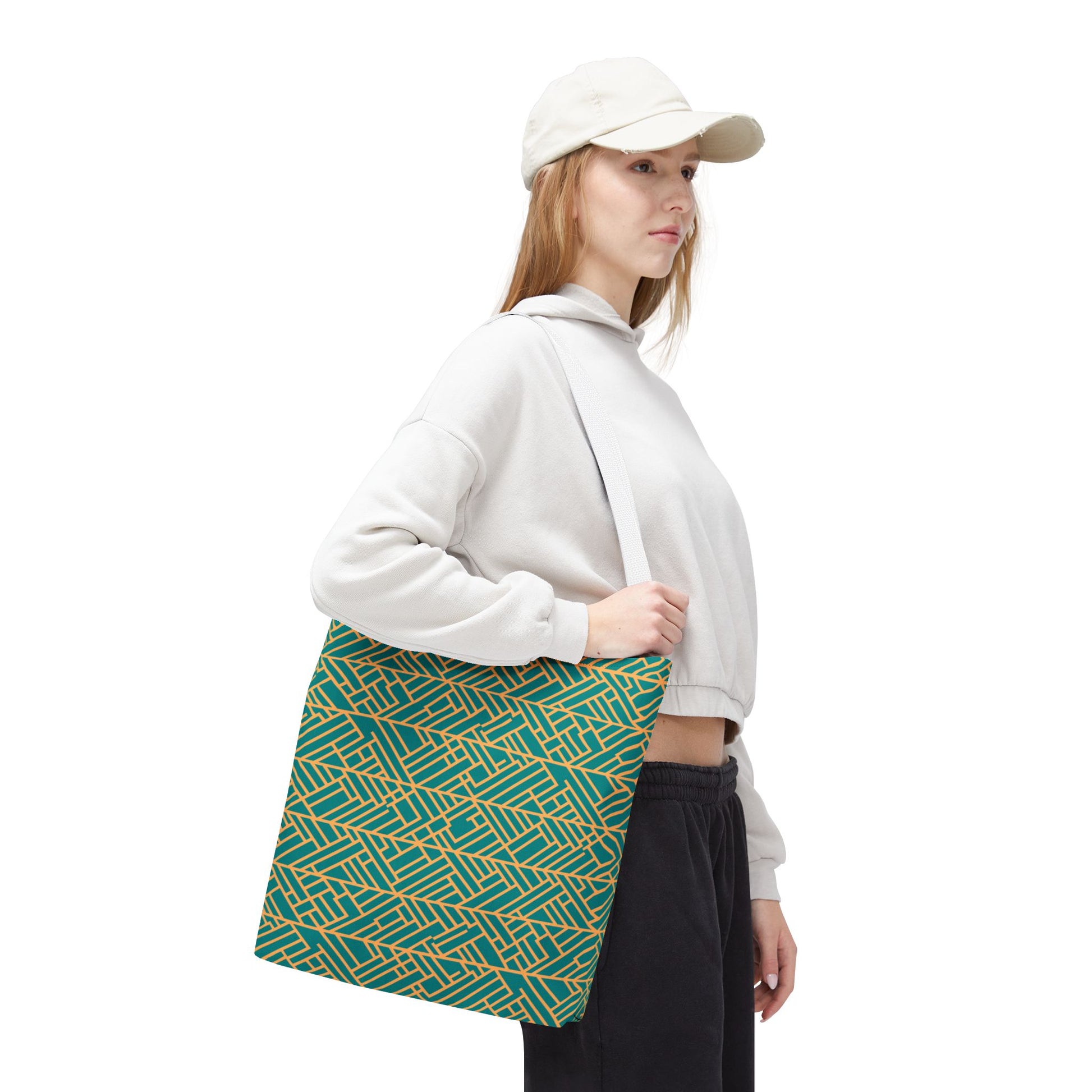 Golden Poppy Matrix Geometric Background Tote Bag
