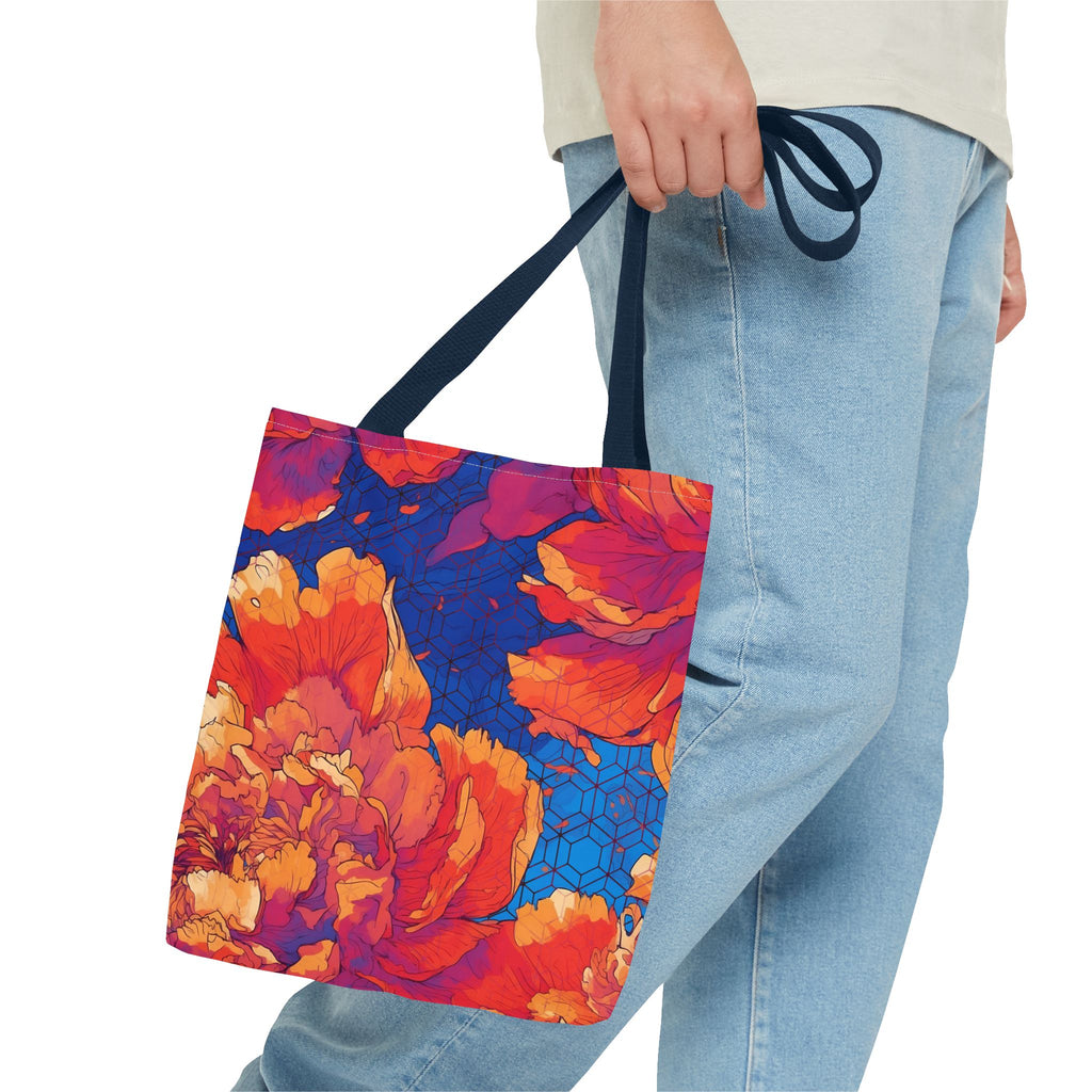 Bundle and Save! Floral Hex Flame Tote and Floral Hex Flame Geometric Background Flat Pouch