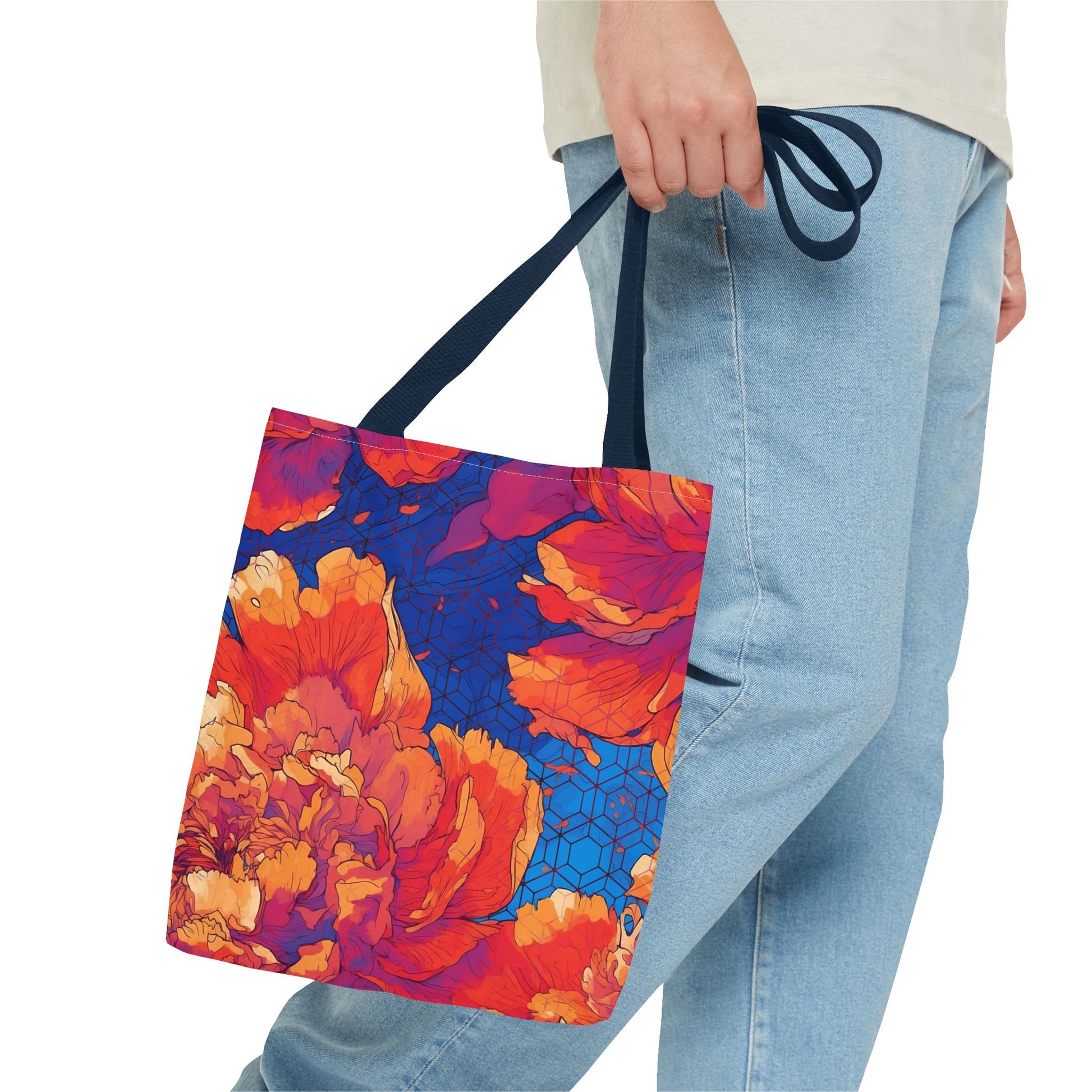 Bundle and Save! Floral Hex Flame Tote and Floral Hex Flame Geometric Background Flat Pouch