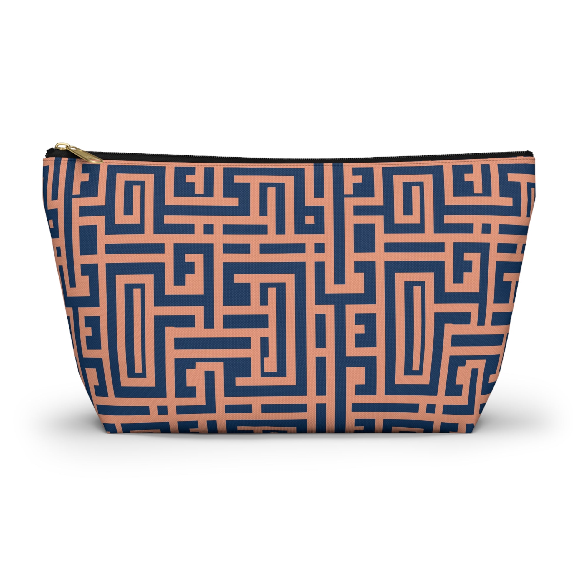 Peony Labyrinth Geometric Background T-bottom Accessory Pouch, Makeup Bag, Travel Organizer, Cute Gift, Essentials Holder, Patterned Clutch