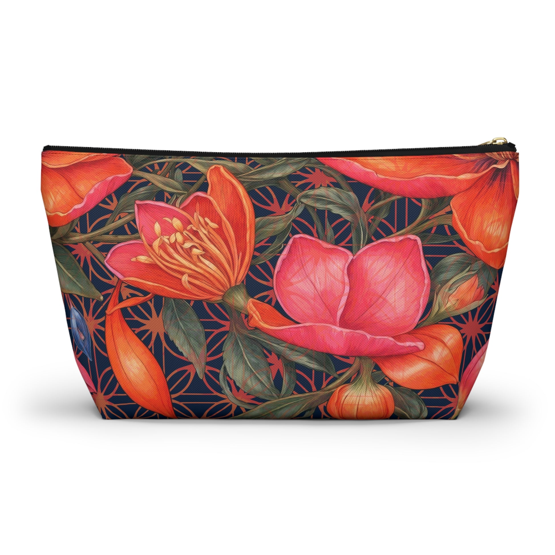 Lily of Life Geometric Background T-Bottom Makeup Bag