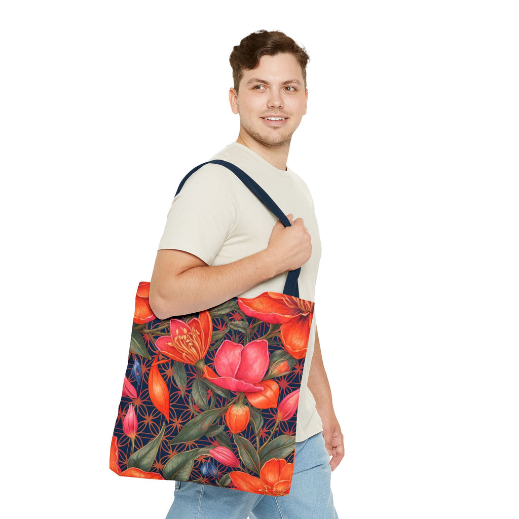 Bundle and Save! Lily of Life Tote Bag and Geometric Background Flat Accessory Pouch