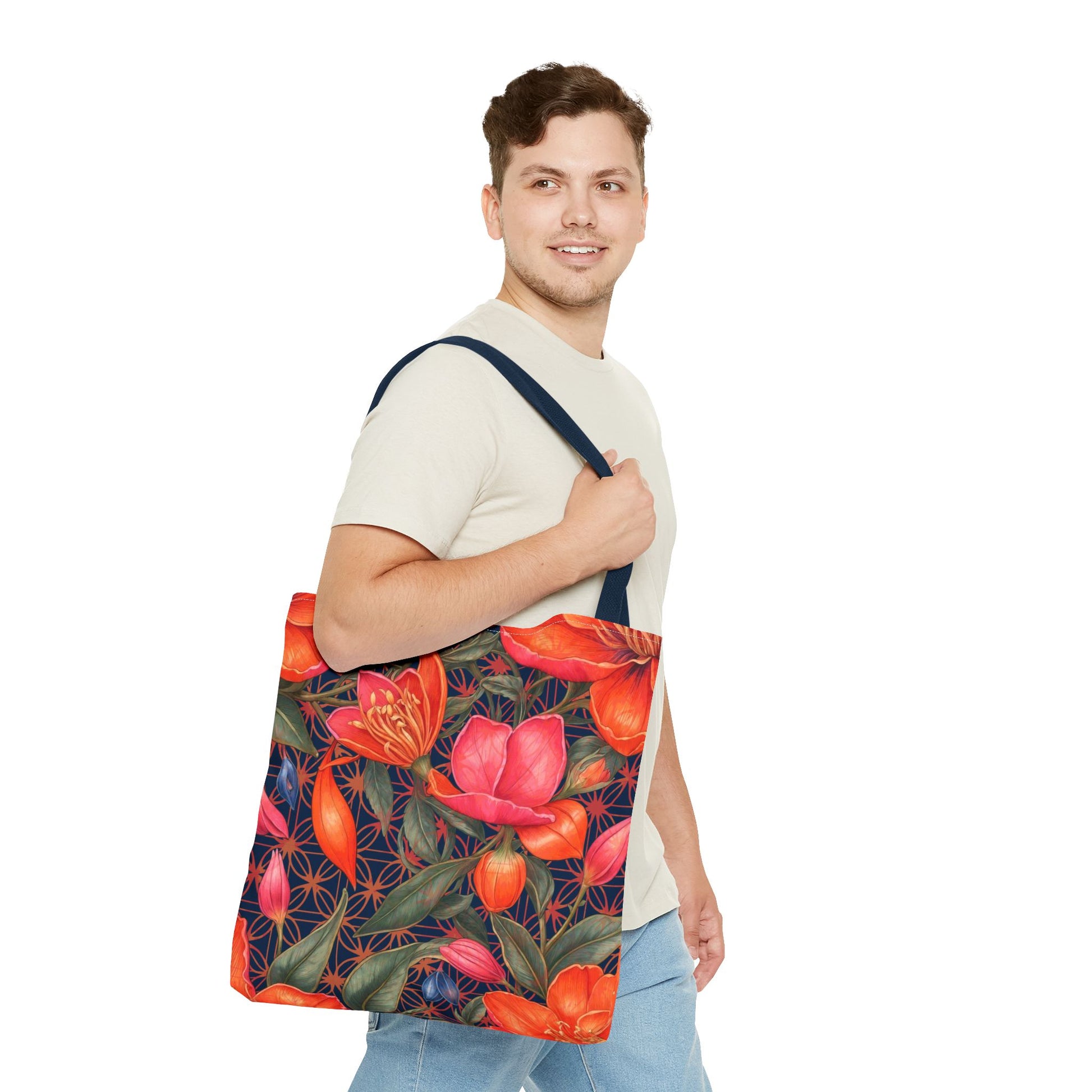 Bundle and Save! Lily of Life Tote Bag and Geometric Background Flat Accessory Pouch