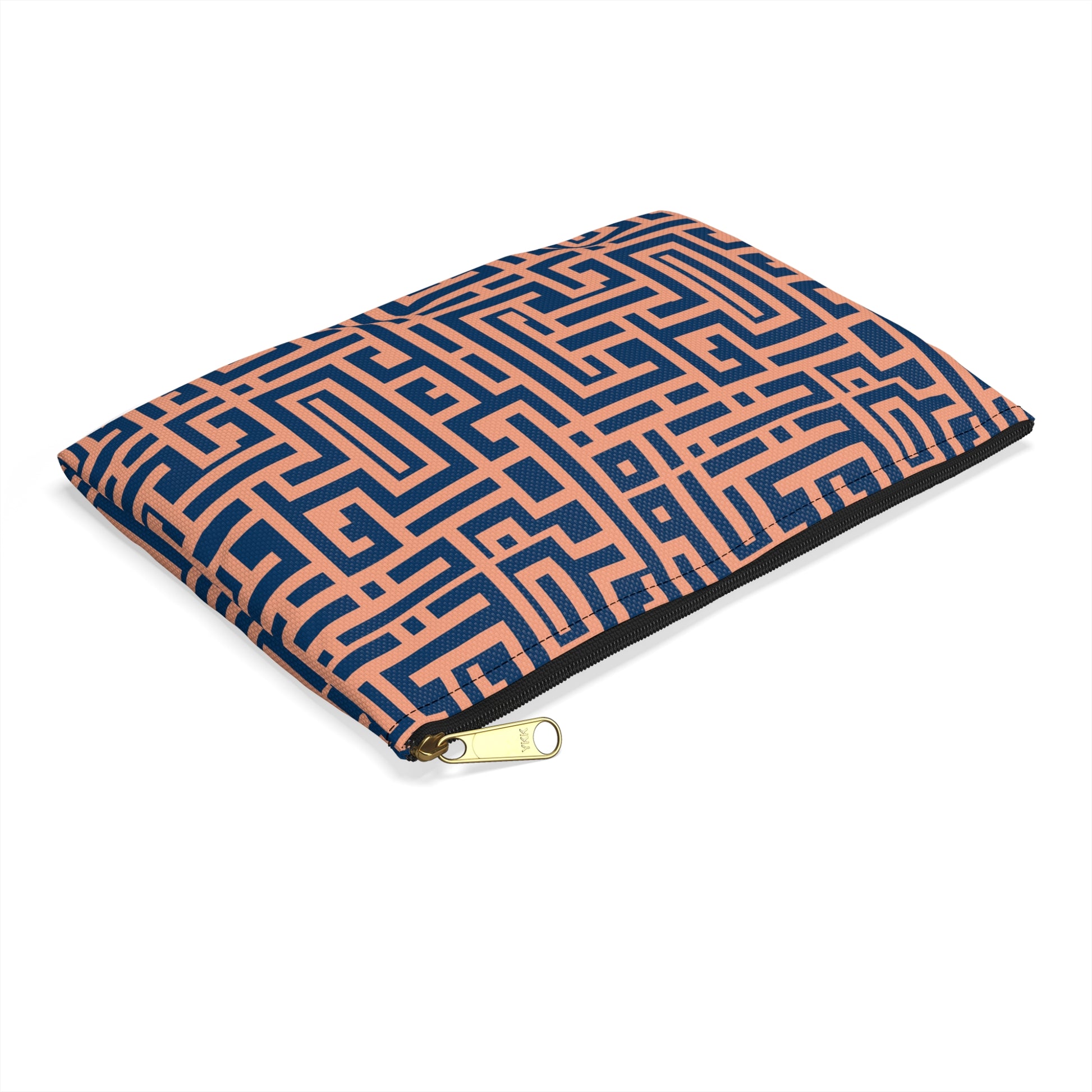 Peony Labyrinth Geometric Background Flat Accessory Pouch, Makeup Bag