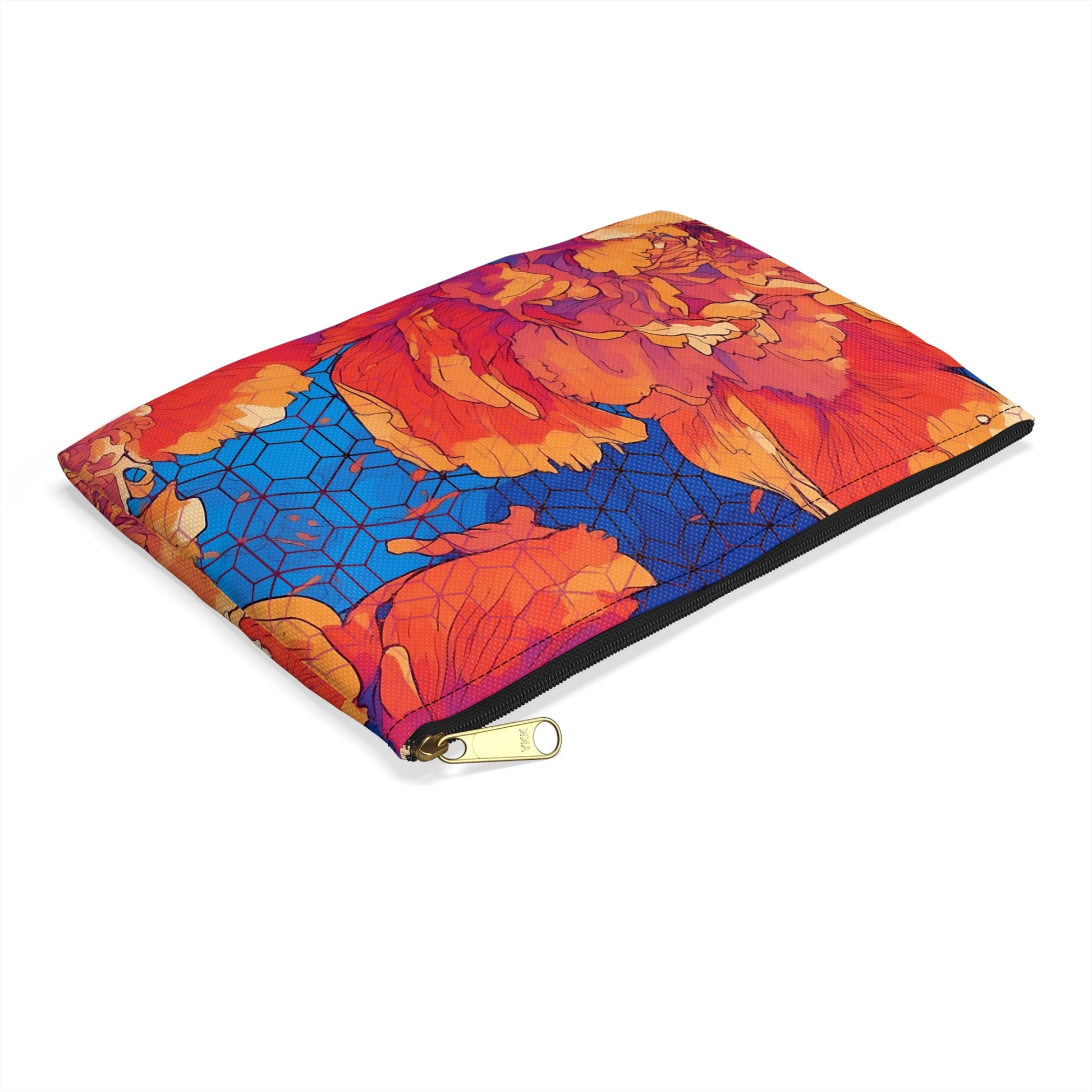 Floral Hex Flame Flat Accessory Pouch