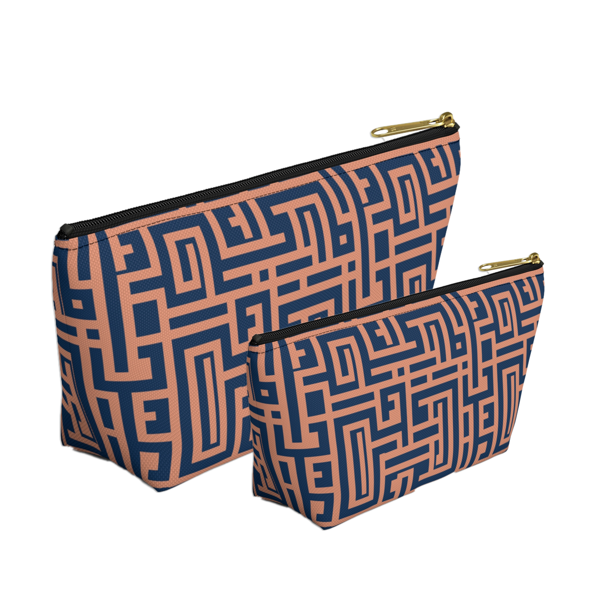 Peony Labyrinth Geometric Background T-bottom Accessory Pouch, Makeup Bag, Travel Organizer, Cute Gift, Essentials Holder, Patterned Clutch