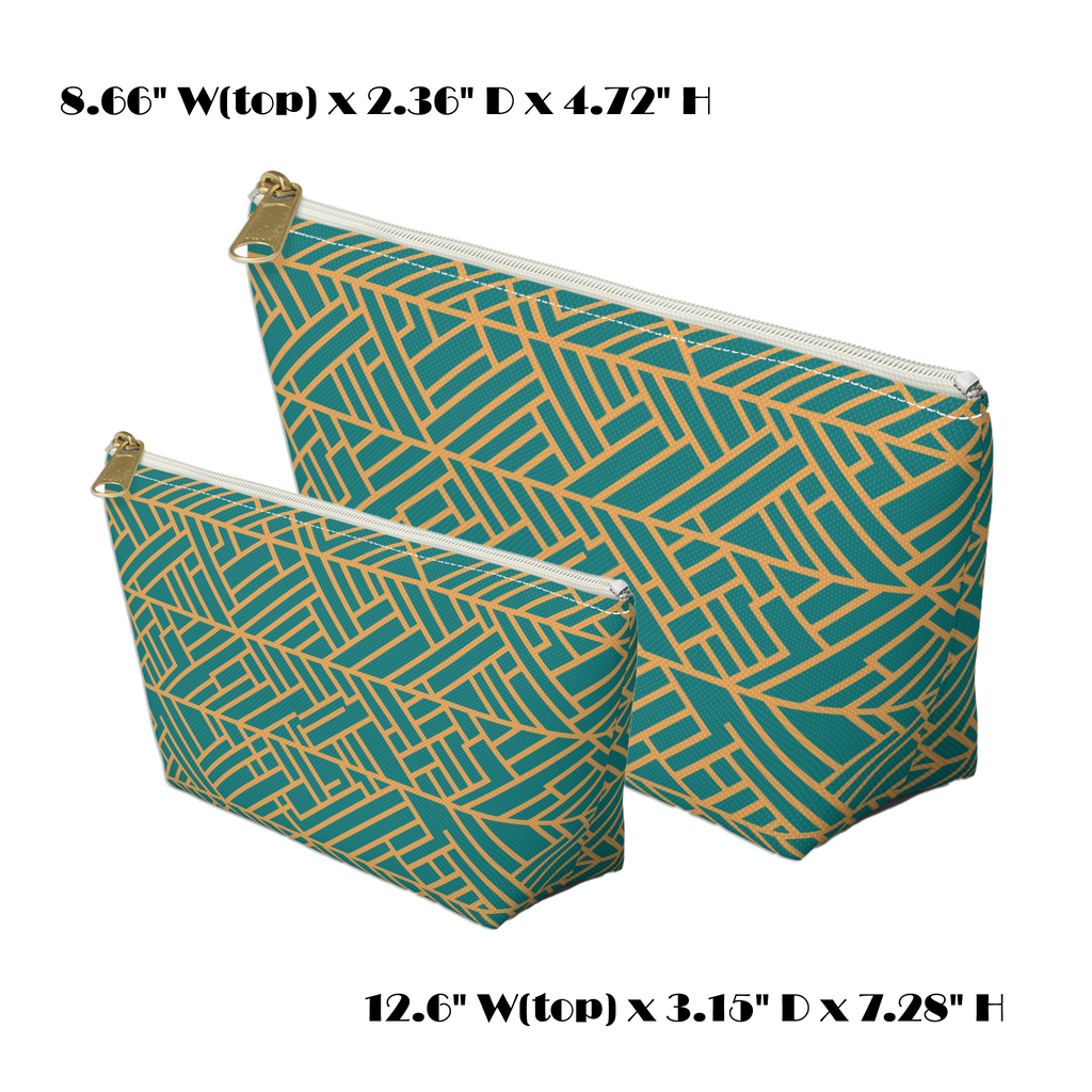 Golden Poppy Matrix Geometric Background T-Bottom Makeup Bag