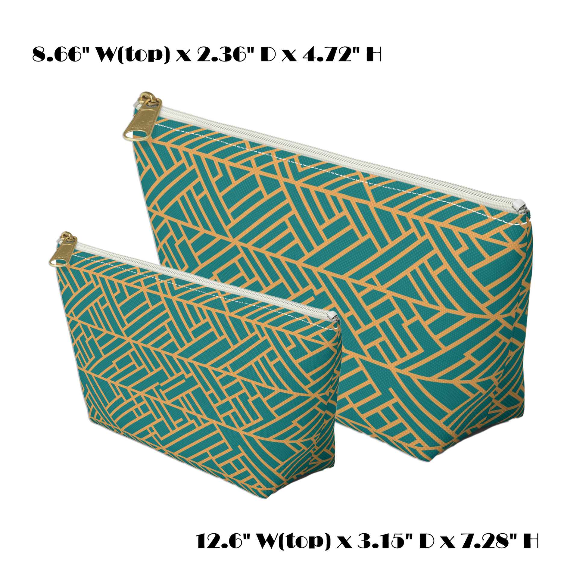 Golden Poppy Matrix Geometric Background T-Bottom Makeup Bag