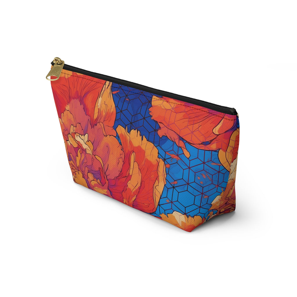 Floral Hex Flame T-Bottom Makeup Bag
