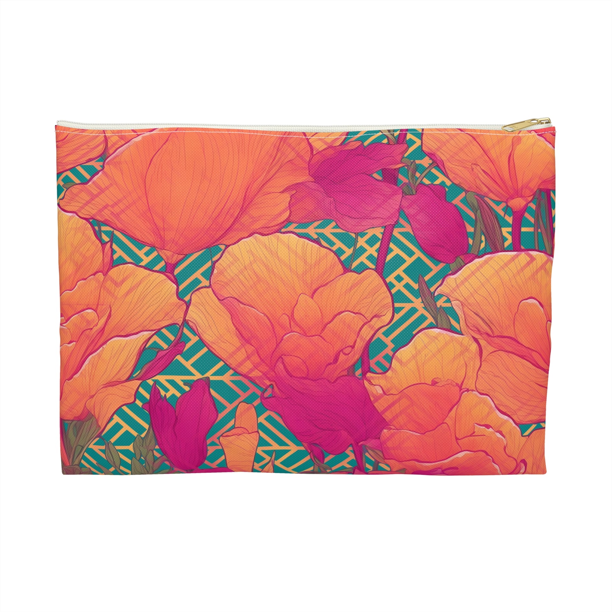 Golden Poppy Matrix Flat Accessory Pouch