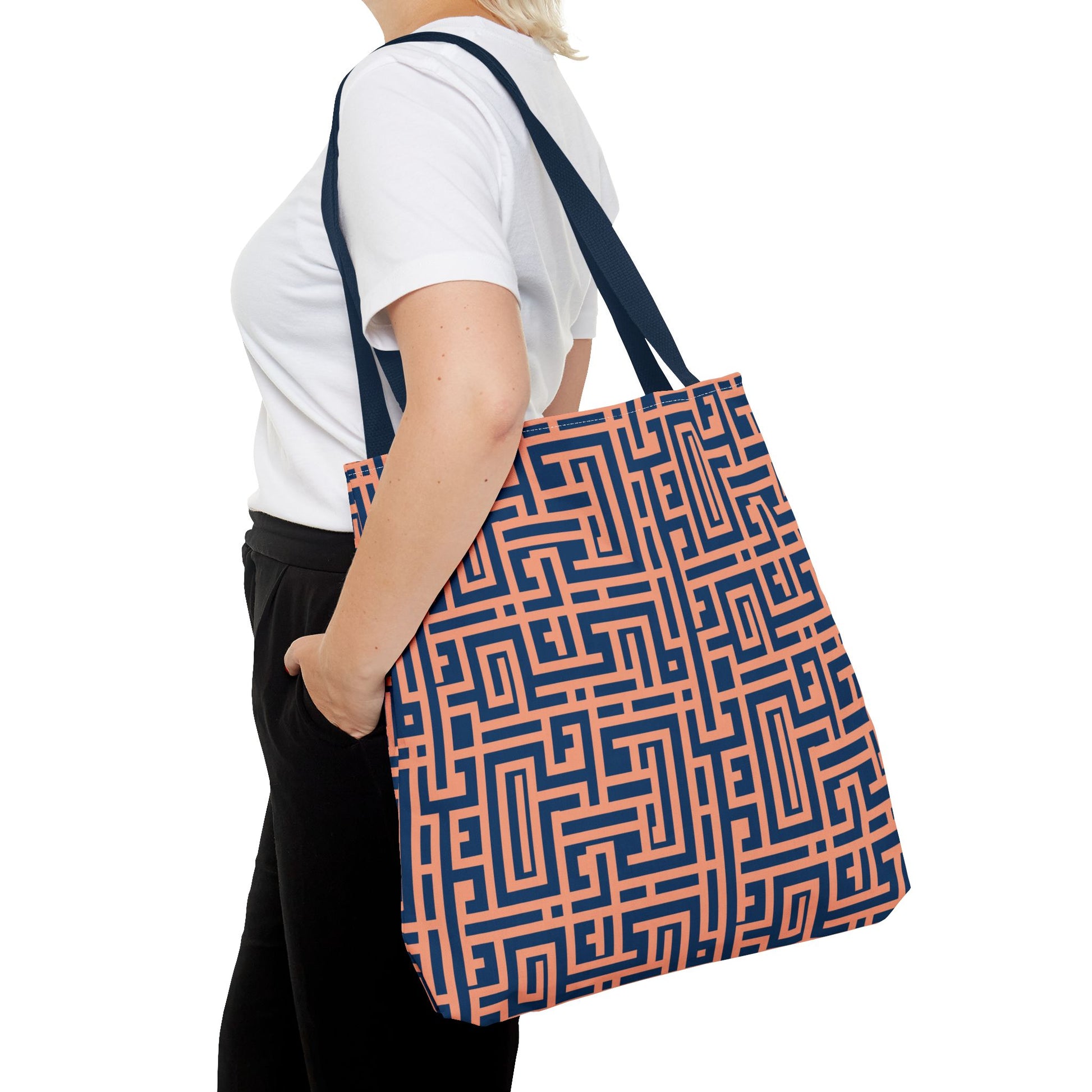 Peony Labyrinth Geometric Background Tote Bag