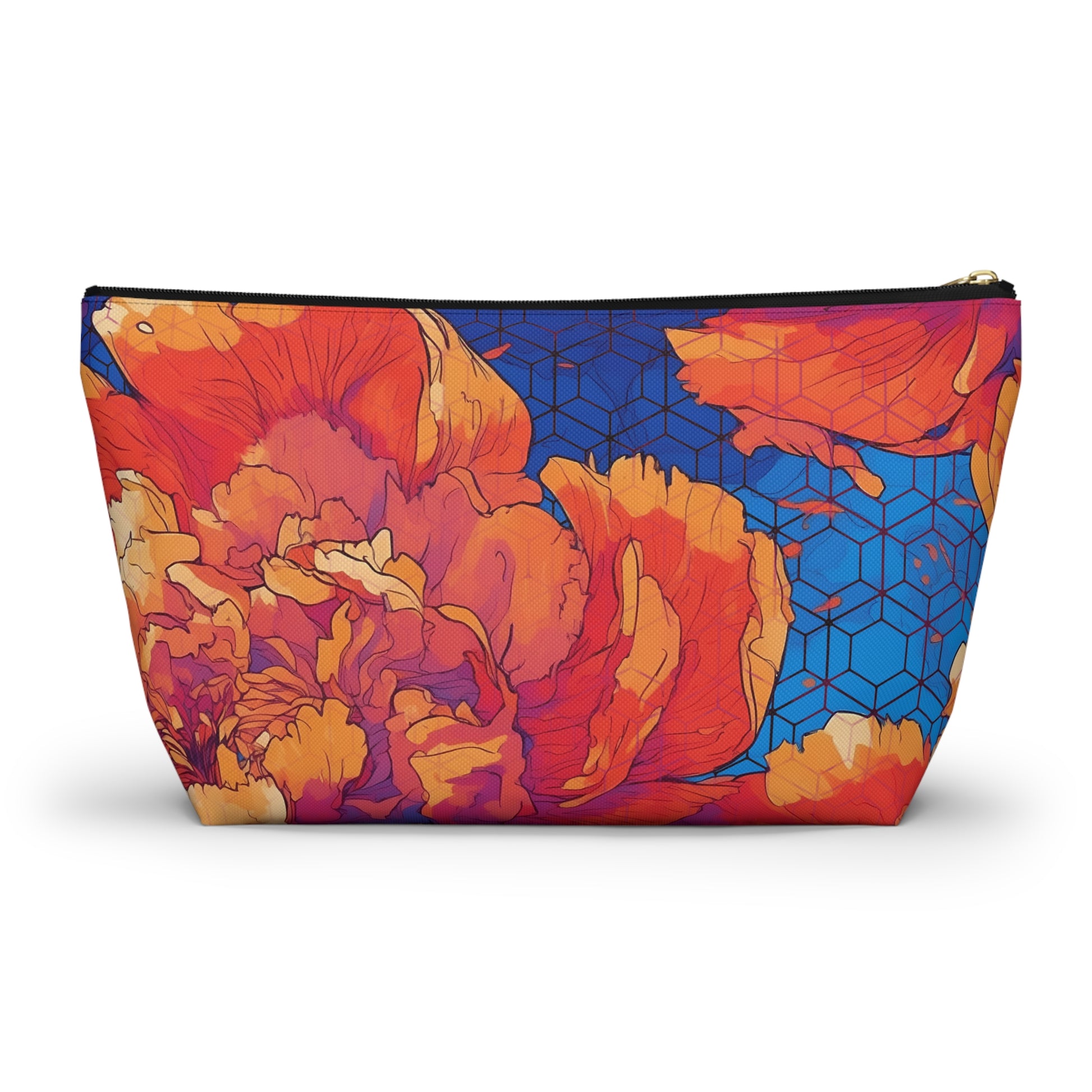 Floral Hex Flame T-Bottom Makeup Bag