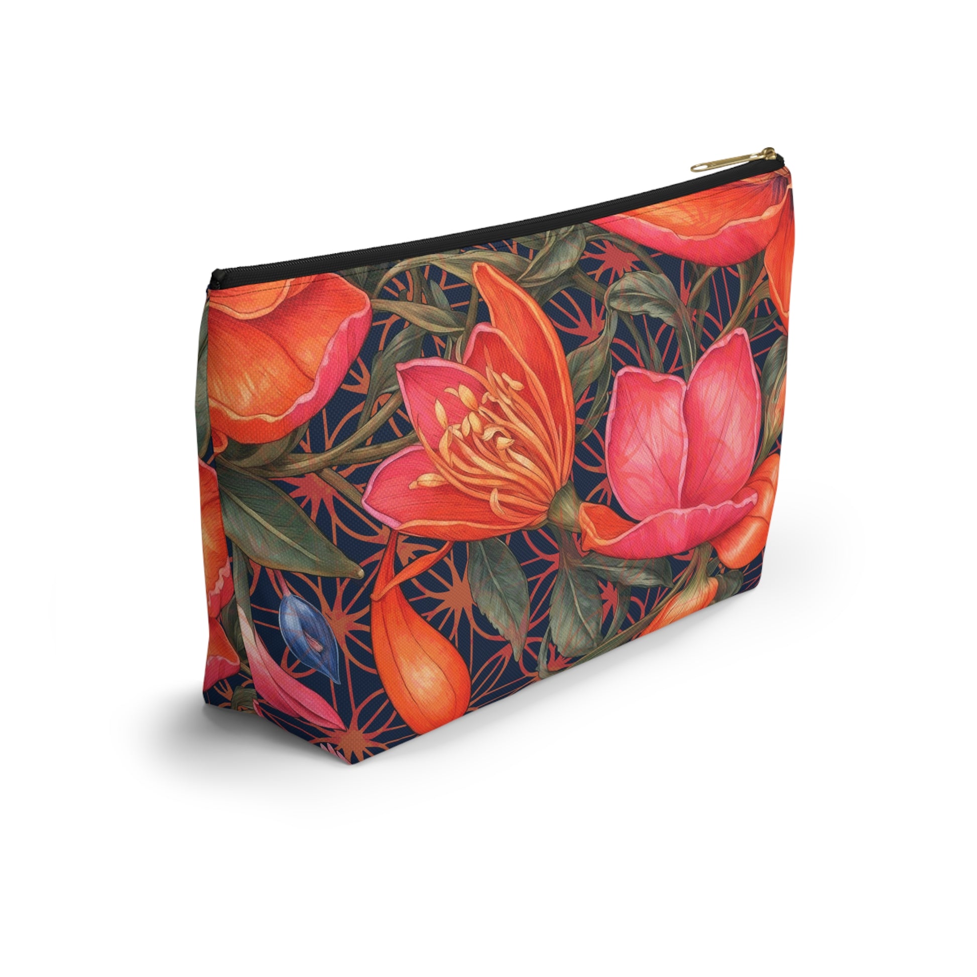 Lily of Life Geometric Background T-Bottom Makeup Bag
