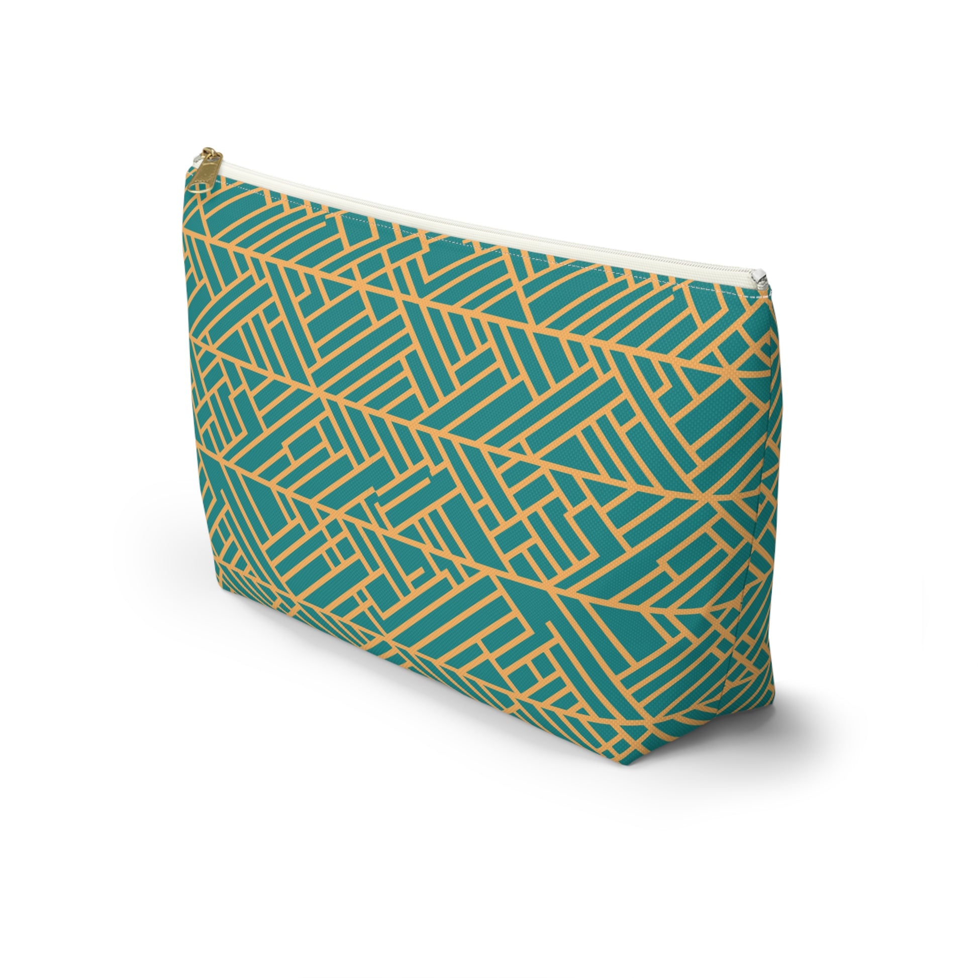 Golden Poppy Matrix Geometric Background T-Bottom Makeup Bag