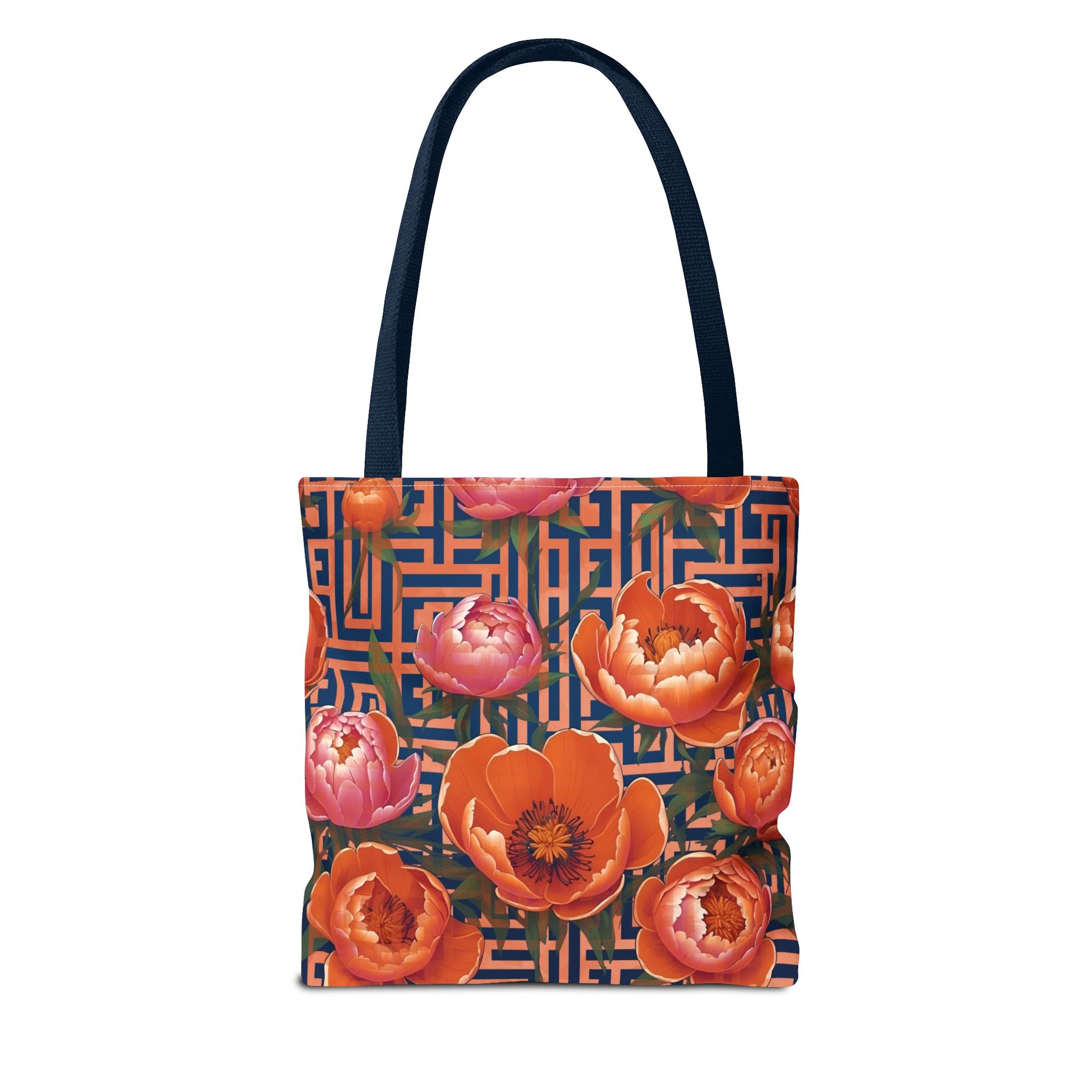Peony Labyrinth Geometric Floral Tote Bag