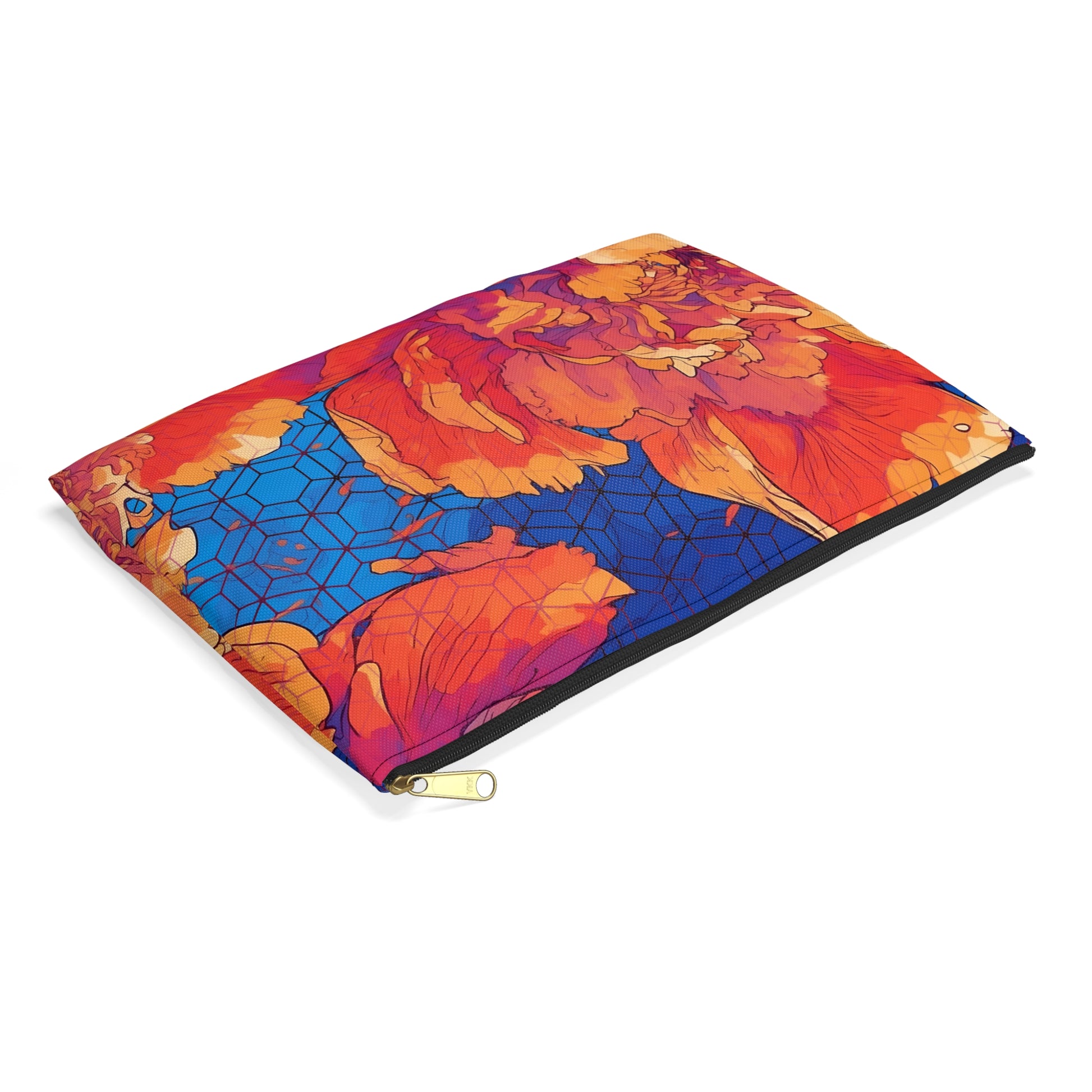 Floral Hex Flame Flat Accessory Pouch