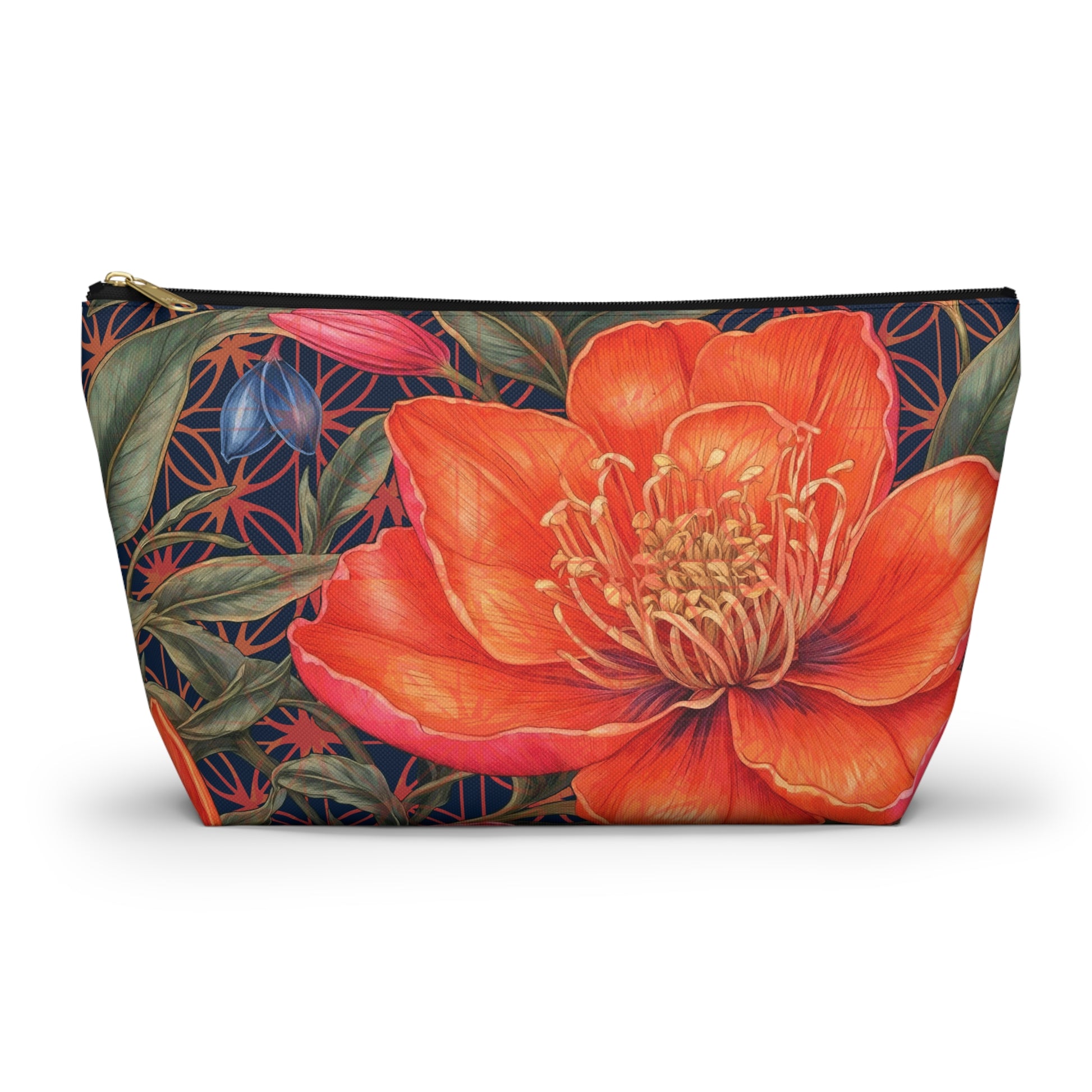 Lily of Life Geometric Background T-Bottom Makeup Bag