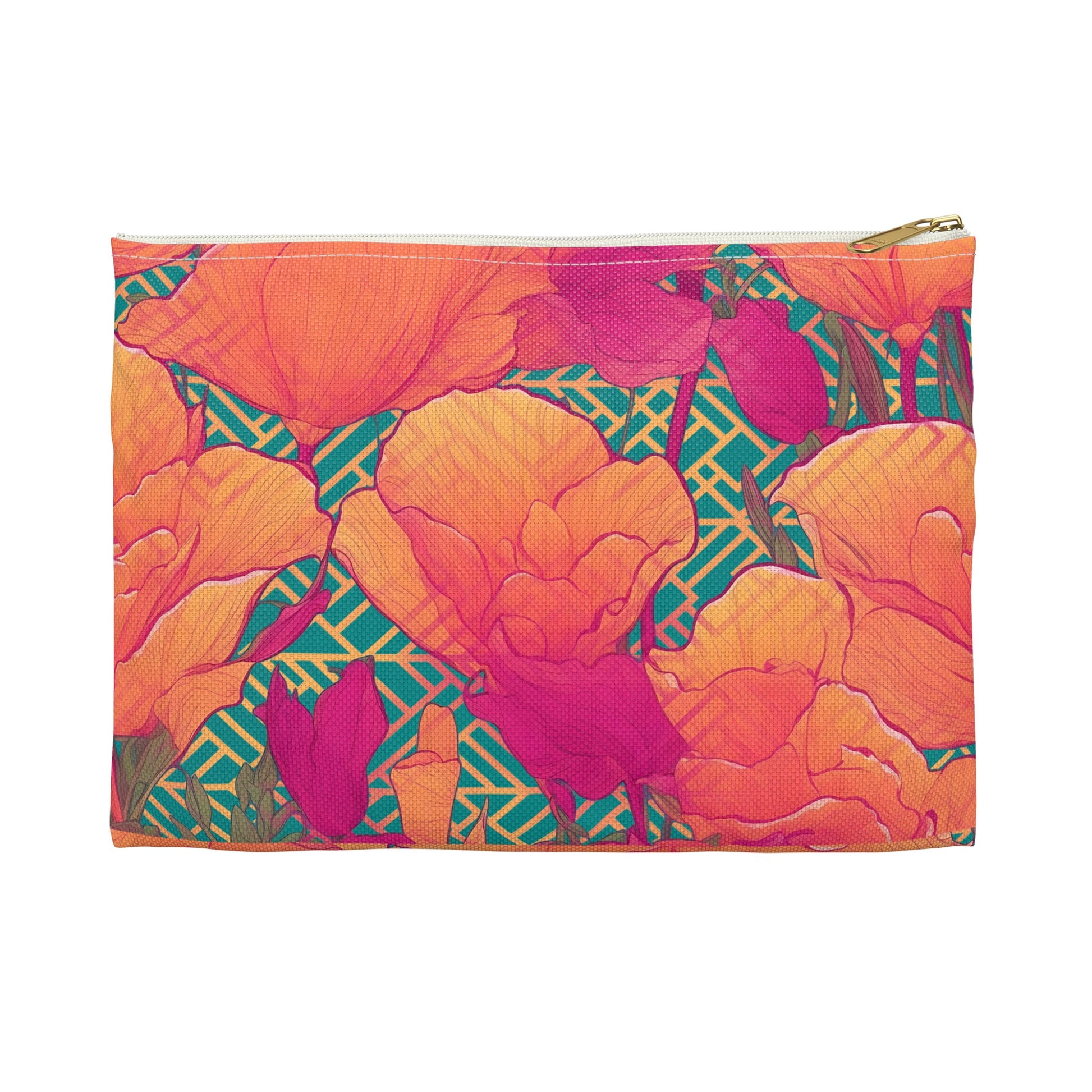Golden Poppy Matrix Flat Accessory Pouch