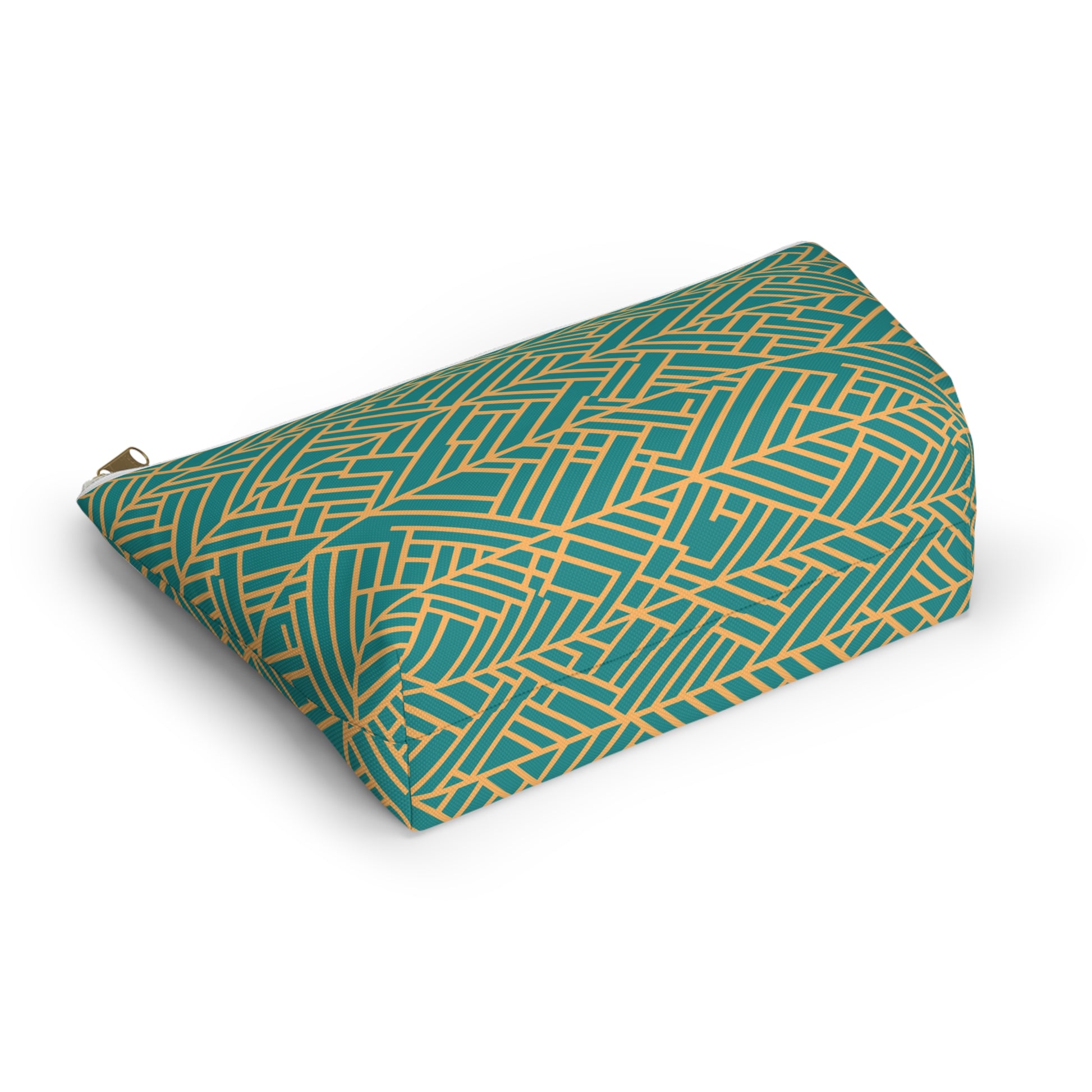 Golden Poppy Matrix Geometric Background T-Bottom Makeup Bag
