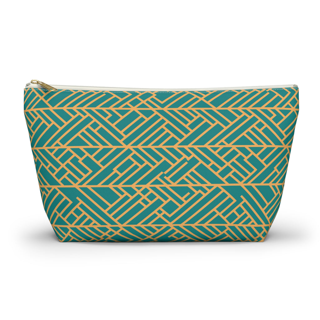 Golden Poppy Matrix Geometric Background T-Bottom Makeup Bag