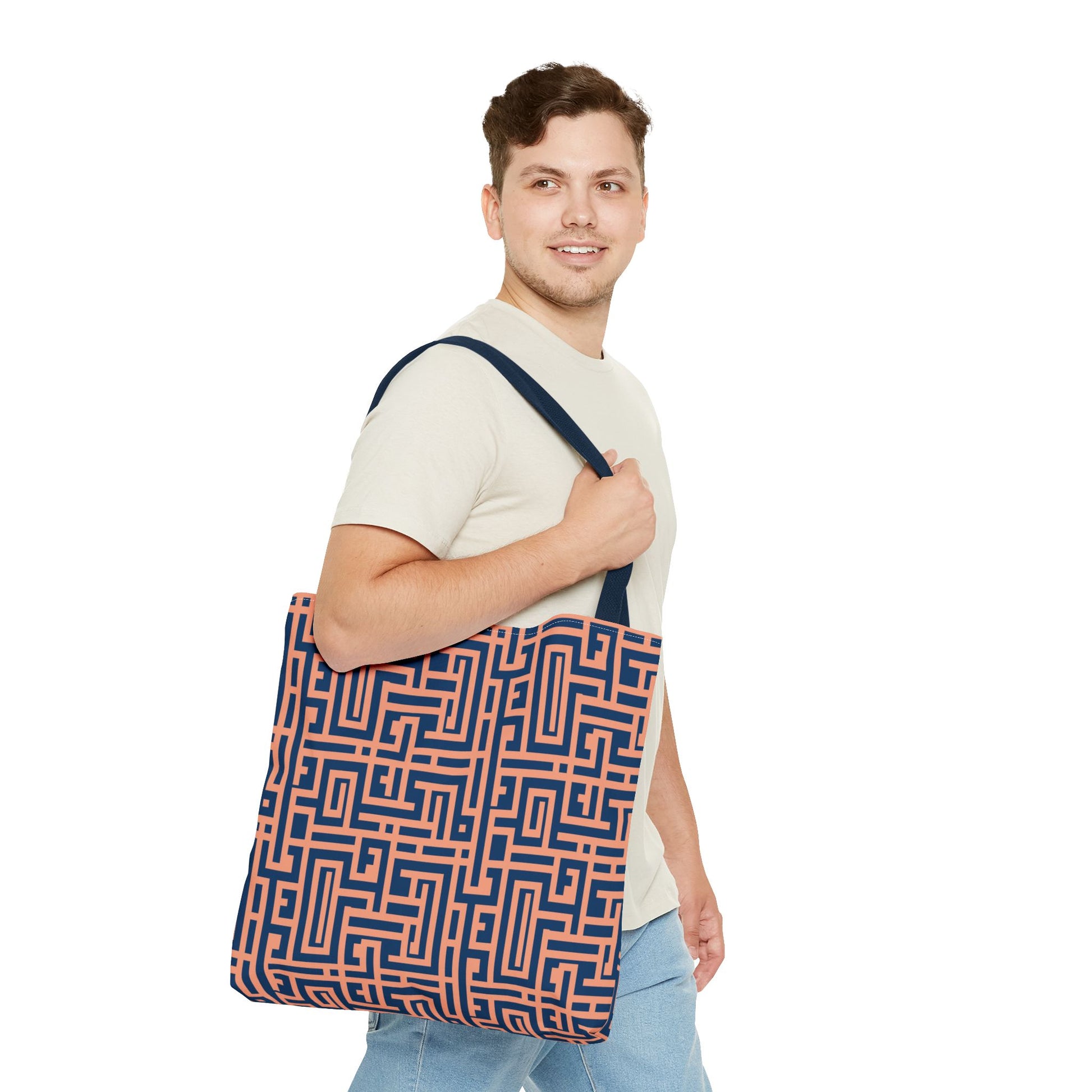 Peony Labyrinth Geometric Background Tote Bag
