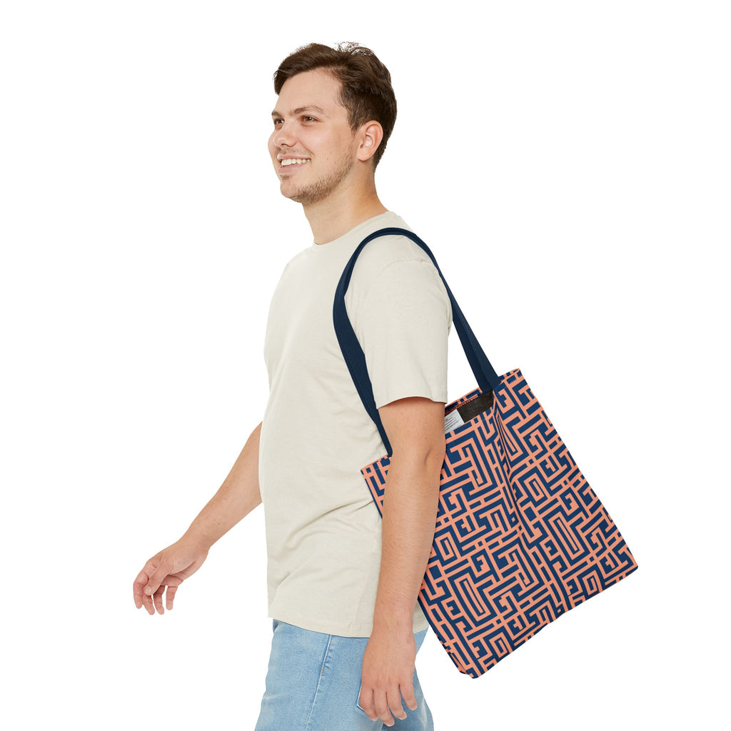 Peony Labyrinth Geometric Background Tote Bag