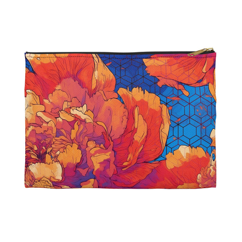 Floral Hex Flame Flat Accessory Pouch