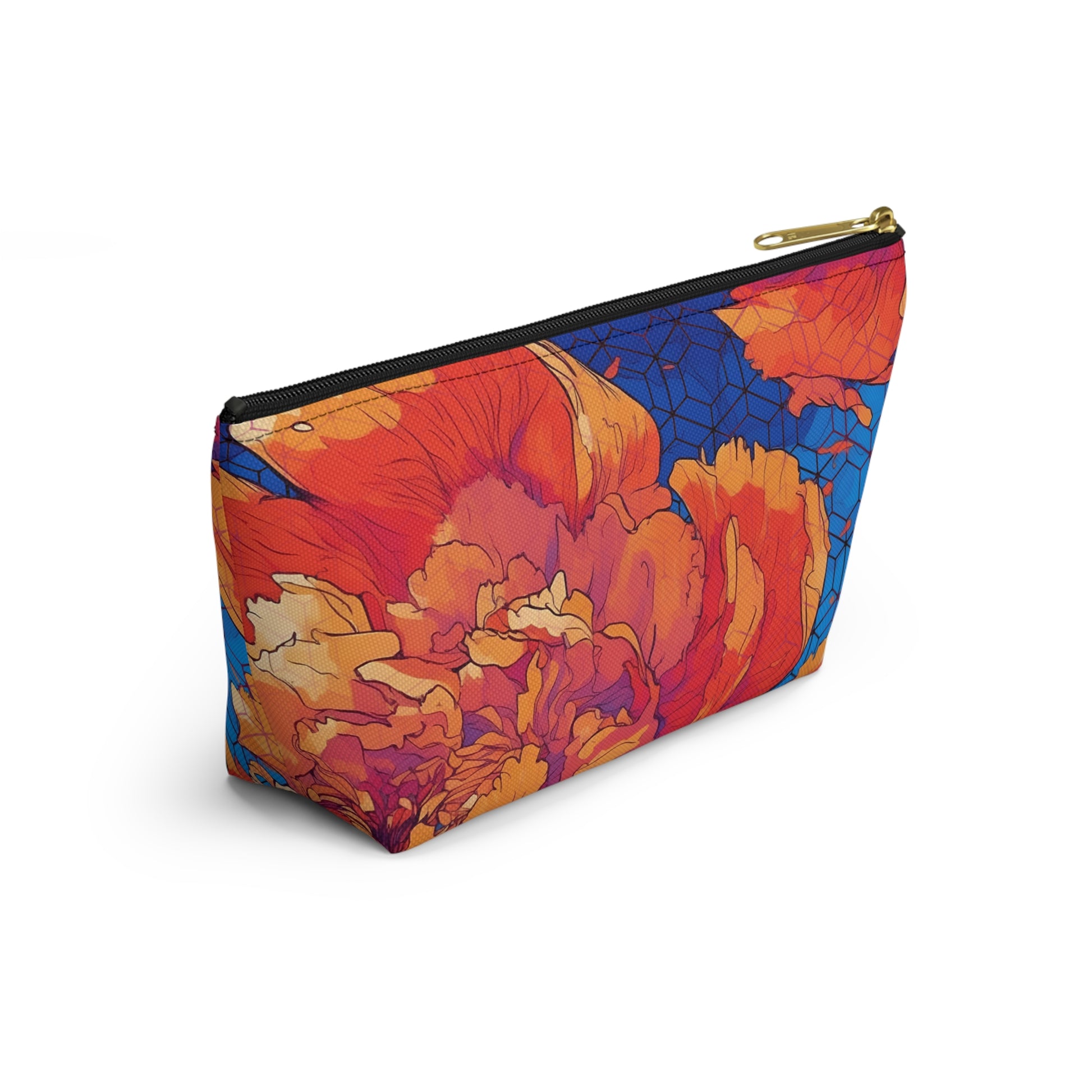 Floral Hex Flame T-Bottom Makeup Bag