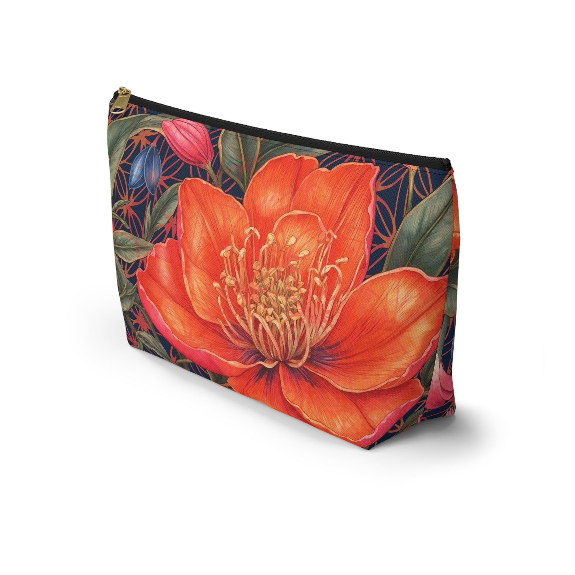 Lily of Life Geometric Background T-Bottom Makeup Bag