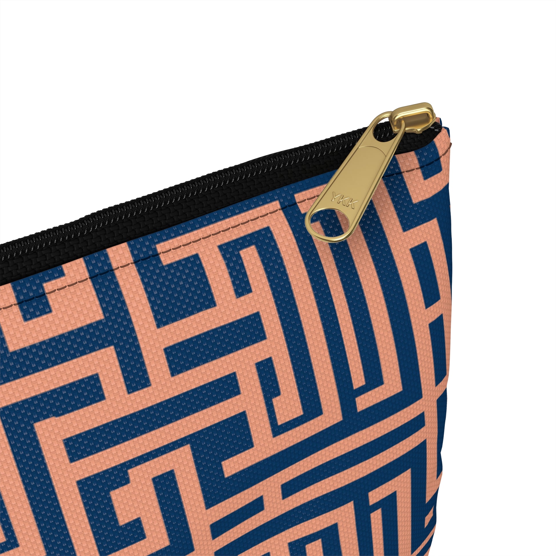 Peony Labyrinth Geometric Background Flat Accessory Pouch, Makeup Bag