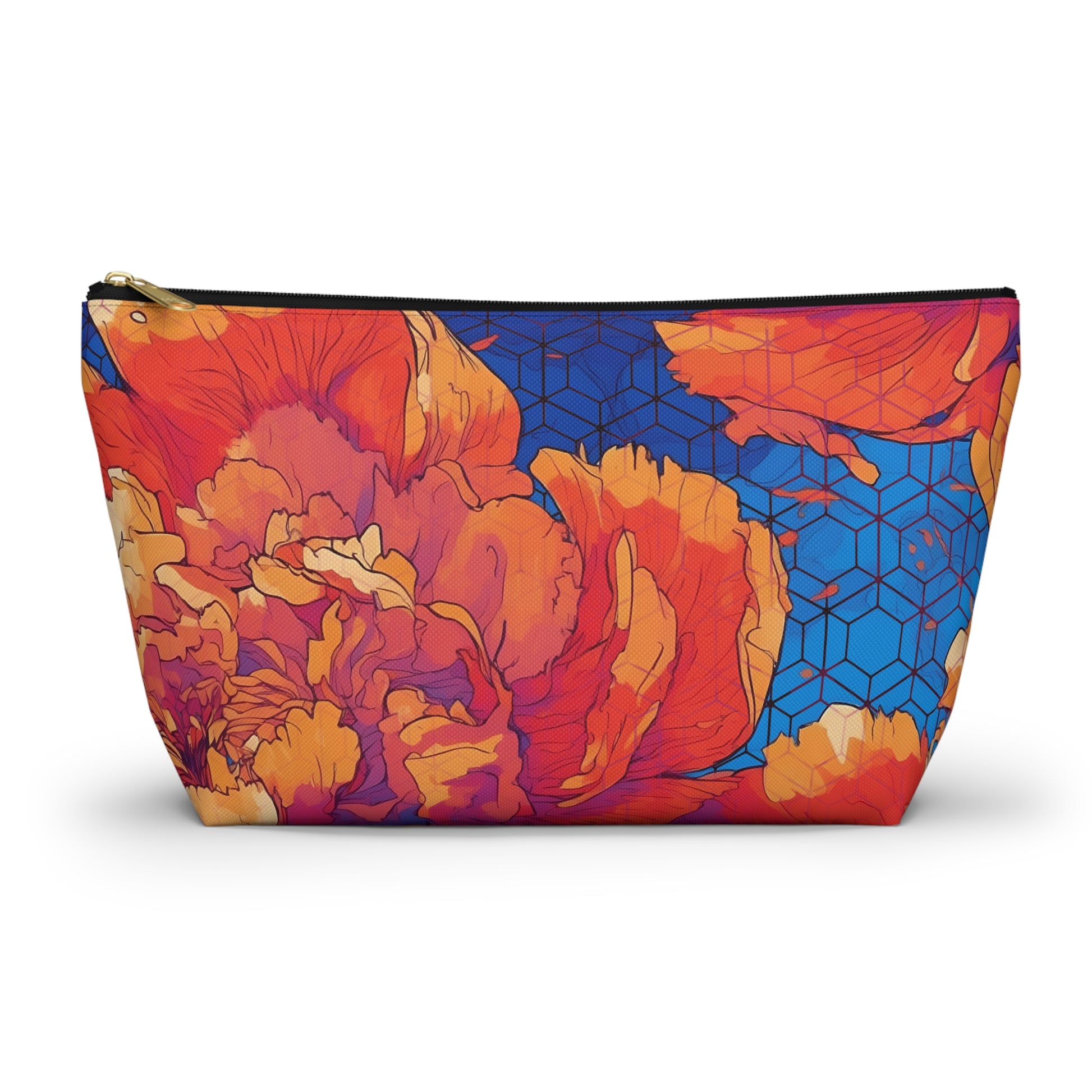 Floral Hex Flame T-Bottom Makeup Bag